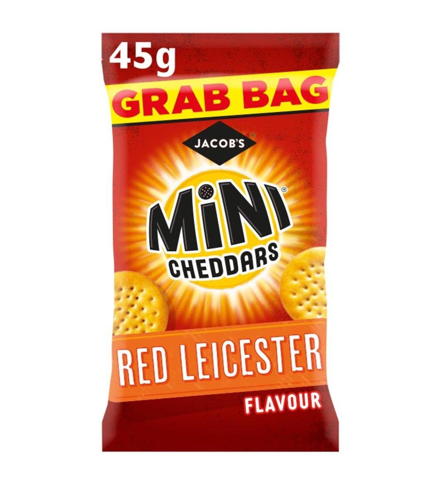 Jacob's Mini Cheddars RED LEICESTER Flavour Crisps 30 x 45g