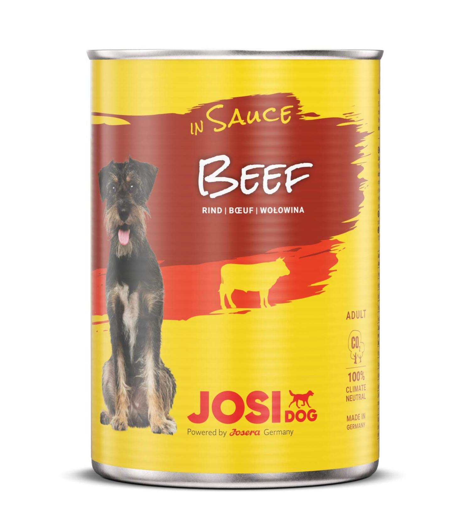 JosiDog Beef in Sauce (12 x 415 g) | Wet food for adult dogs | Beef in sauce | Developed by JOSERA | Pack of 12 cans - Buy Online on GoSupps.com