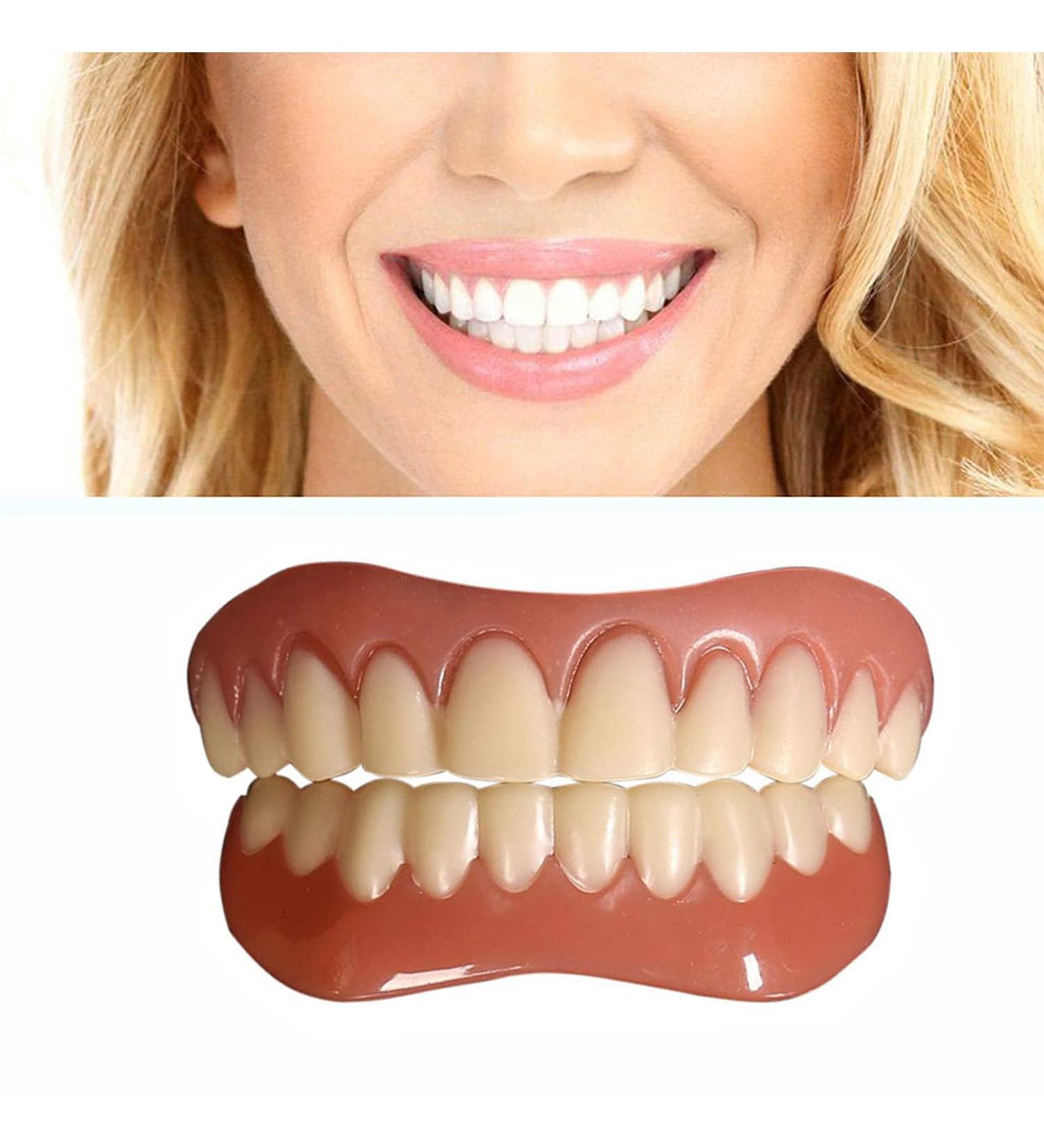 Flipped Warm 2 Pairs False Teeth Veneers - Cosmetic Temporary Dentures for a Perfect Smile - Buy Online on GoSupps.com
