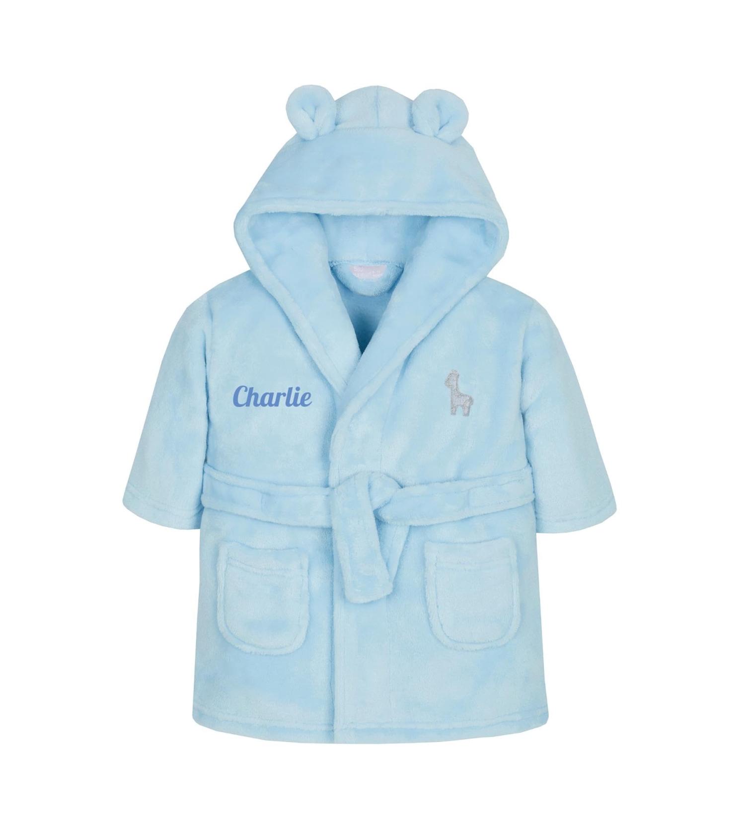 Personalised Kids Matching Dressing Gown Set - Soft Velvet Fleece Robe, Embroidered Gift - Blue, 4-5 Years - Buy Online on GoSupps.com