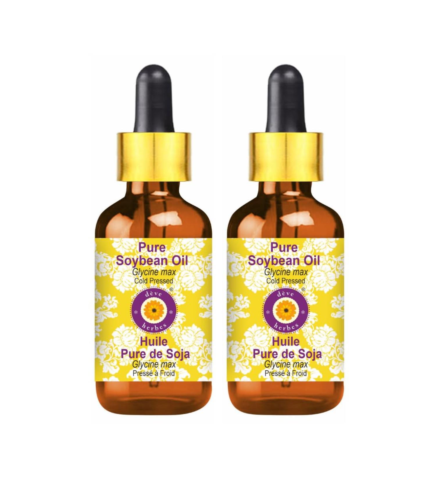 Deve Herbes Pure Soybean Oil (Glycine max) with Glass Dropper Cold Pressed (Pack of Two) 100ml X 2 (6.76 oz) - Buy Online on GoSupps.com
