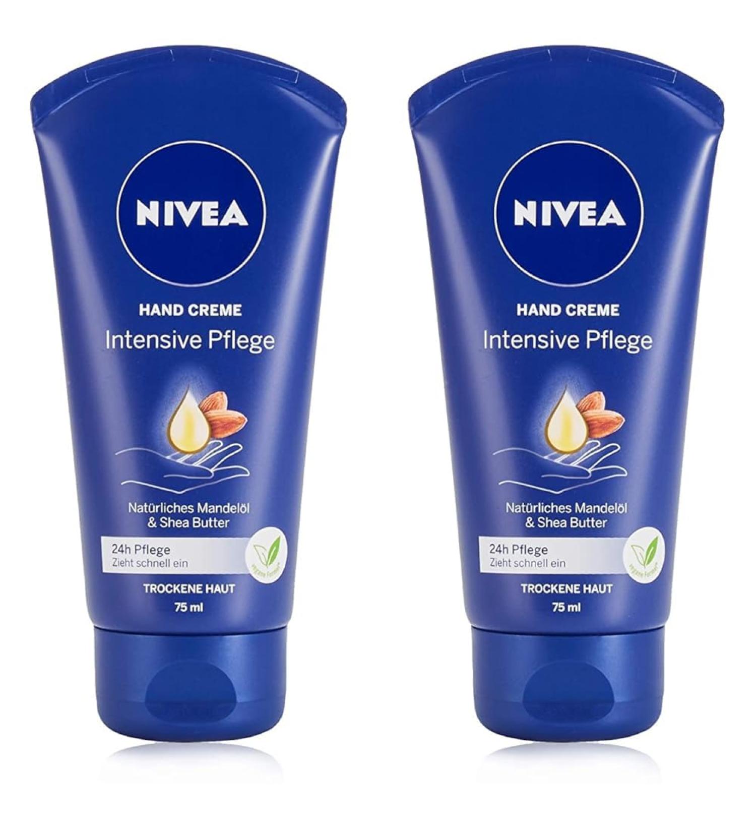 Nivea Intensive Care Hand Cream 75ml - Nourishing Almond Oil Moisturizer (2 Pack) for Dry Skin Relief & Long-Lasting Hydration - Buy Online on GoSupps.com