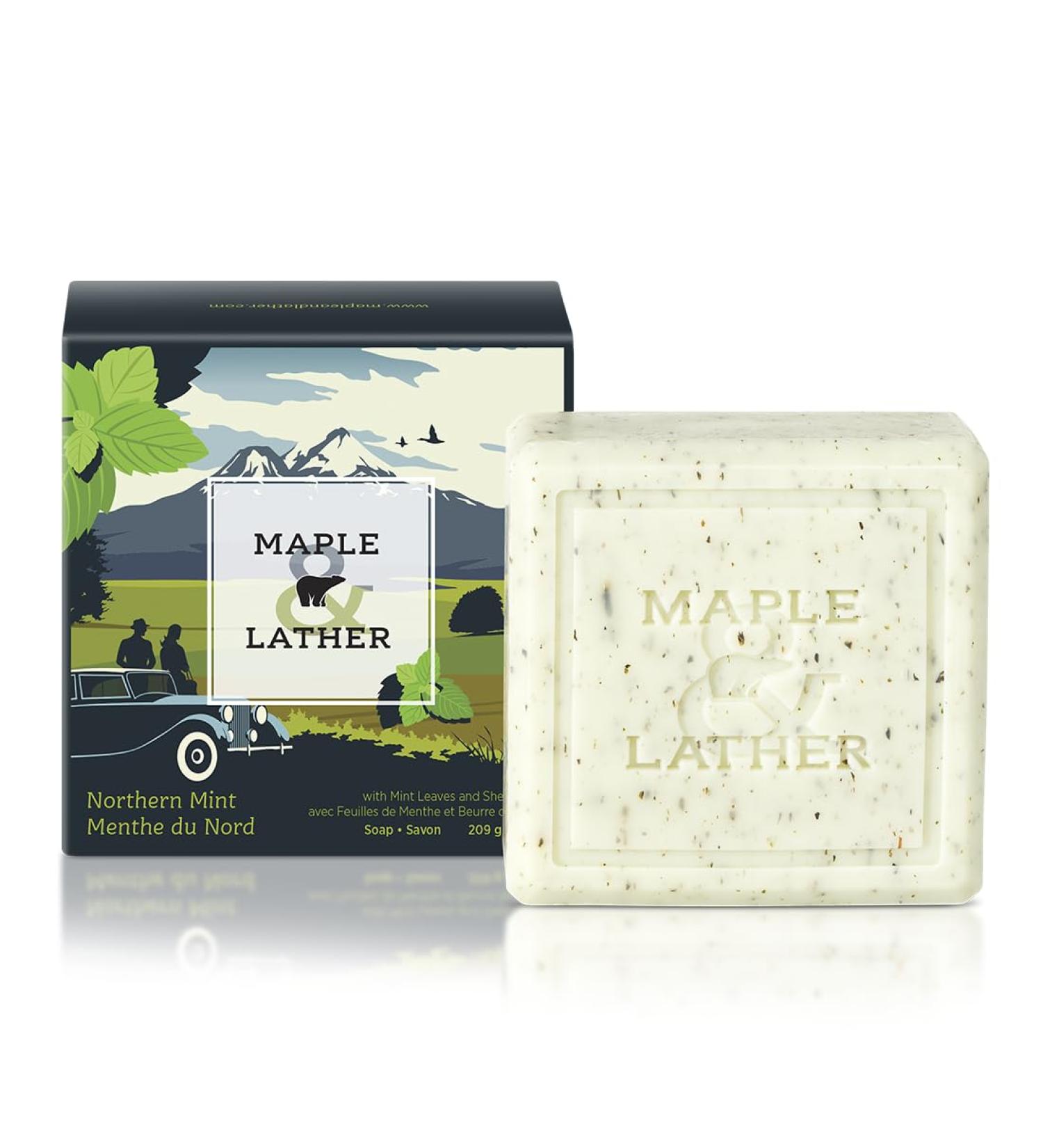 Buy Maple & Lather Triple Milled Bar Soap - Northern Mint Exfoliating & Moisturizing 209g - Sustainably Sourced from Provence France - Buy Online on GoSupps.com