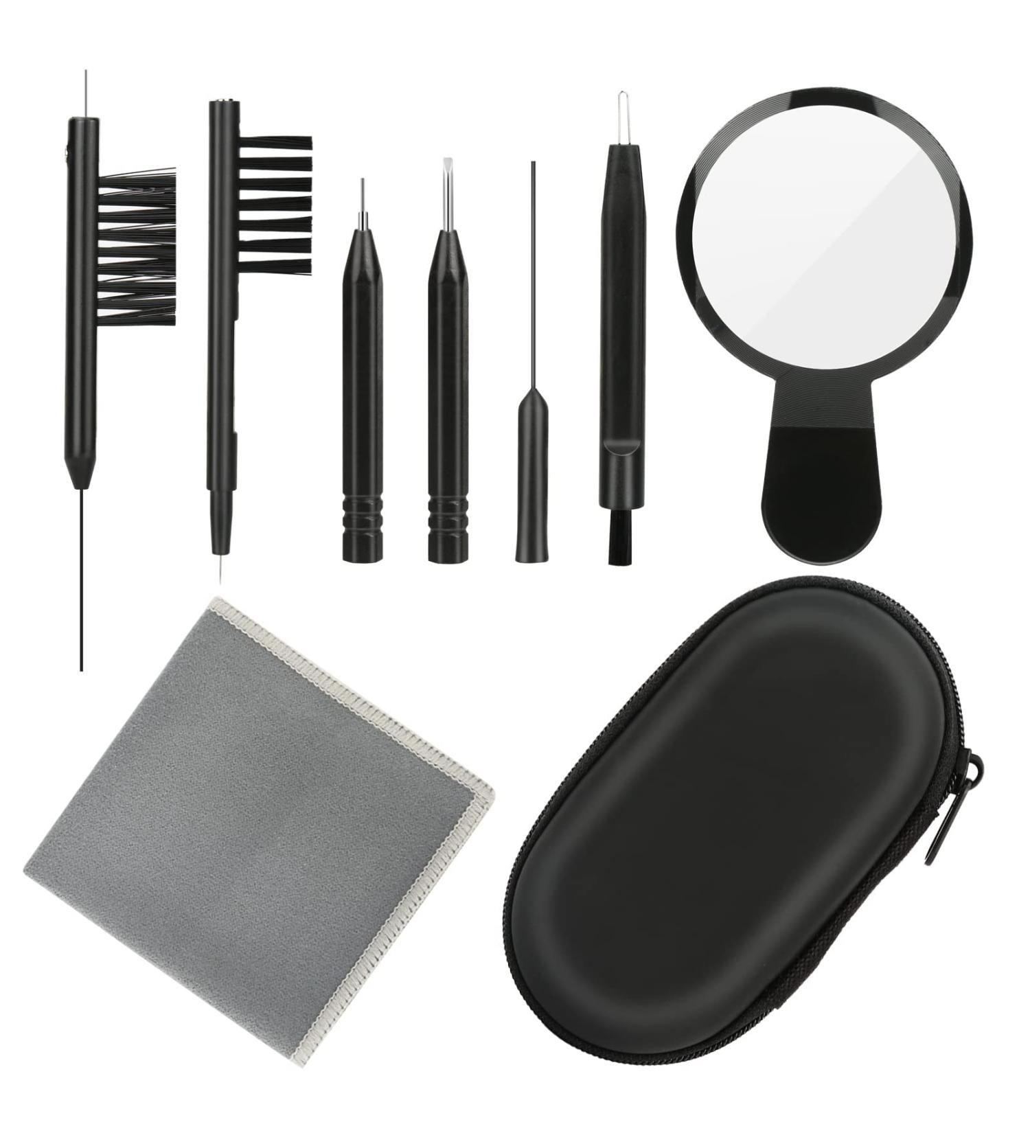 Hearing Aid Amplifier Cleaning Tools - 9 Piece Kit with Brushes, Earbuds, and Magnifier - Buy Online on GoSupps.com
