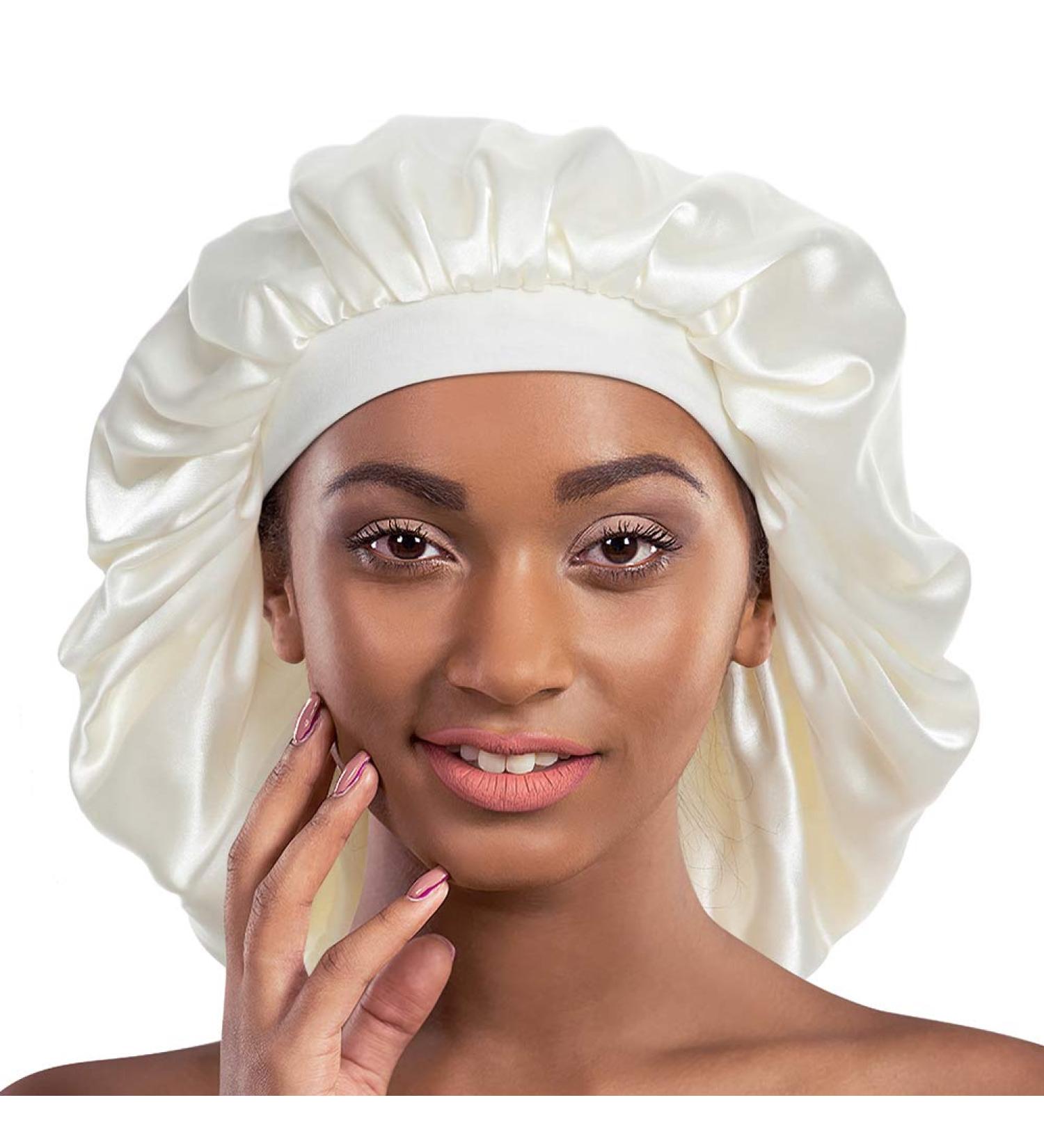 Alnorm Extra Large Satin Sleep Cap - Double Layer White | One Size for Ultimate Comfort - Buy Online on GoSupps.com