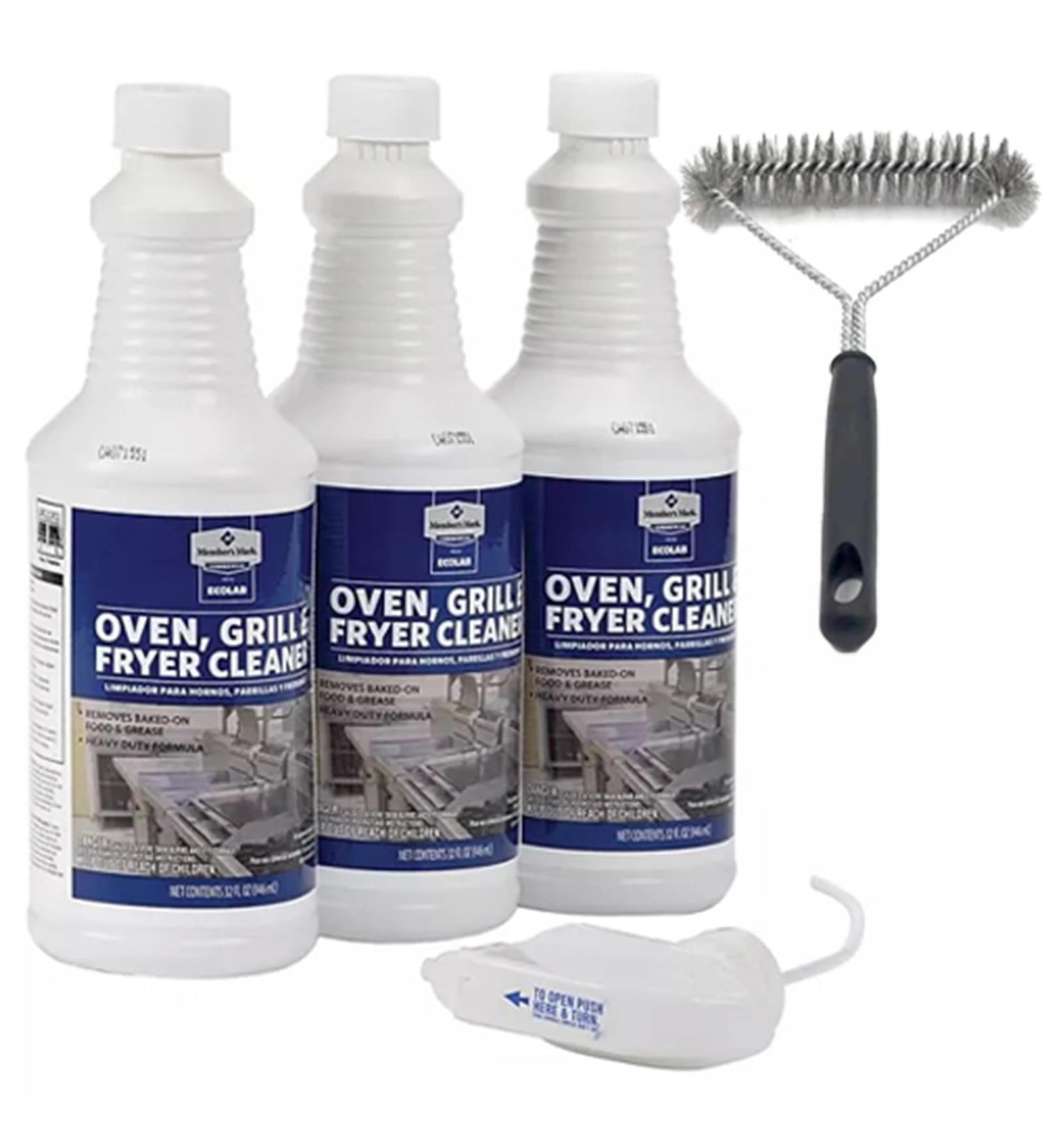 Commercial Oven Grill & Fryer Cleaner 32 oz - 3 Pack + Y-Shaped Grill Brush | International Shipping - Buy Online on GoSupps.com