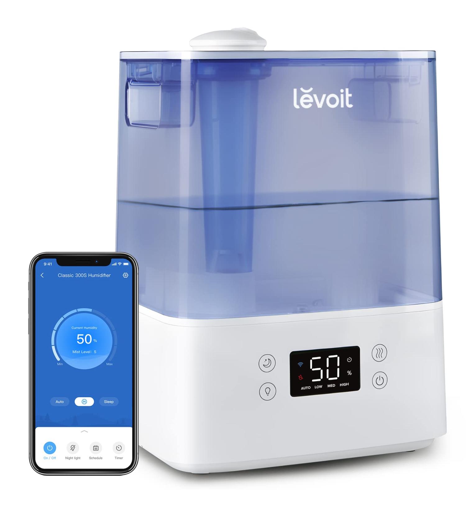 LEVOIT 6L Large Tank Top-Fill Cool Mist Humidifier for Bedroom with Smart App & Alexa Control - Essential Oil Diffuser - 60H Runtime - Blue - Buy Online on GoSupps.com