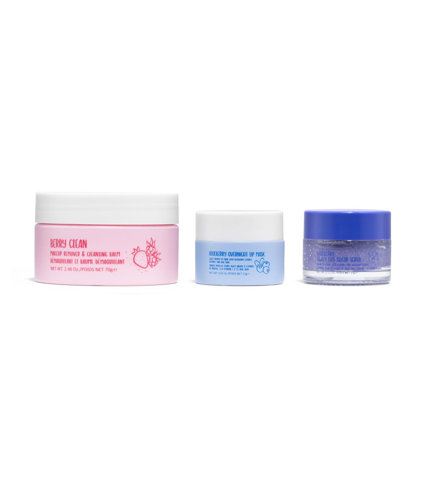 W7 Very Berry Clean Trio - Gentle Makeup Remover Balm Hydrating Lip Mask & Exfoliating Scrub | International Shipping Available - Buy Online on GoSupps.com