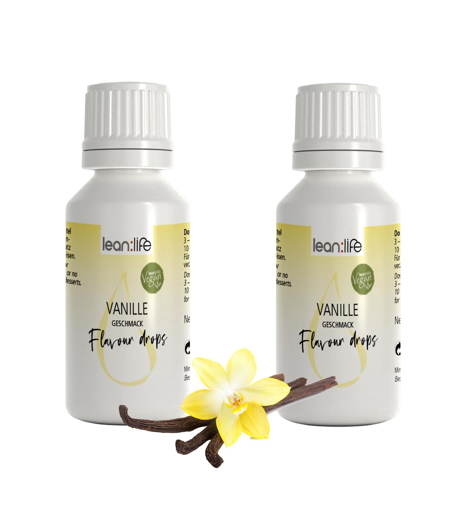 Lean:Life Flavour Drops 30ml - Sugar-Free Vanilla Aroma Drops (Pack of 2) - Low-Calorie Food Enhancer - Buy Online on GoSupps.com