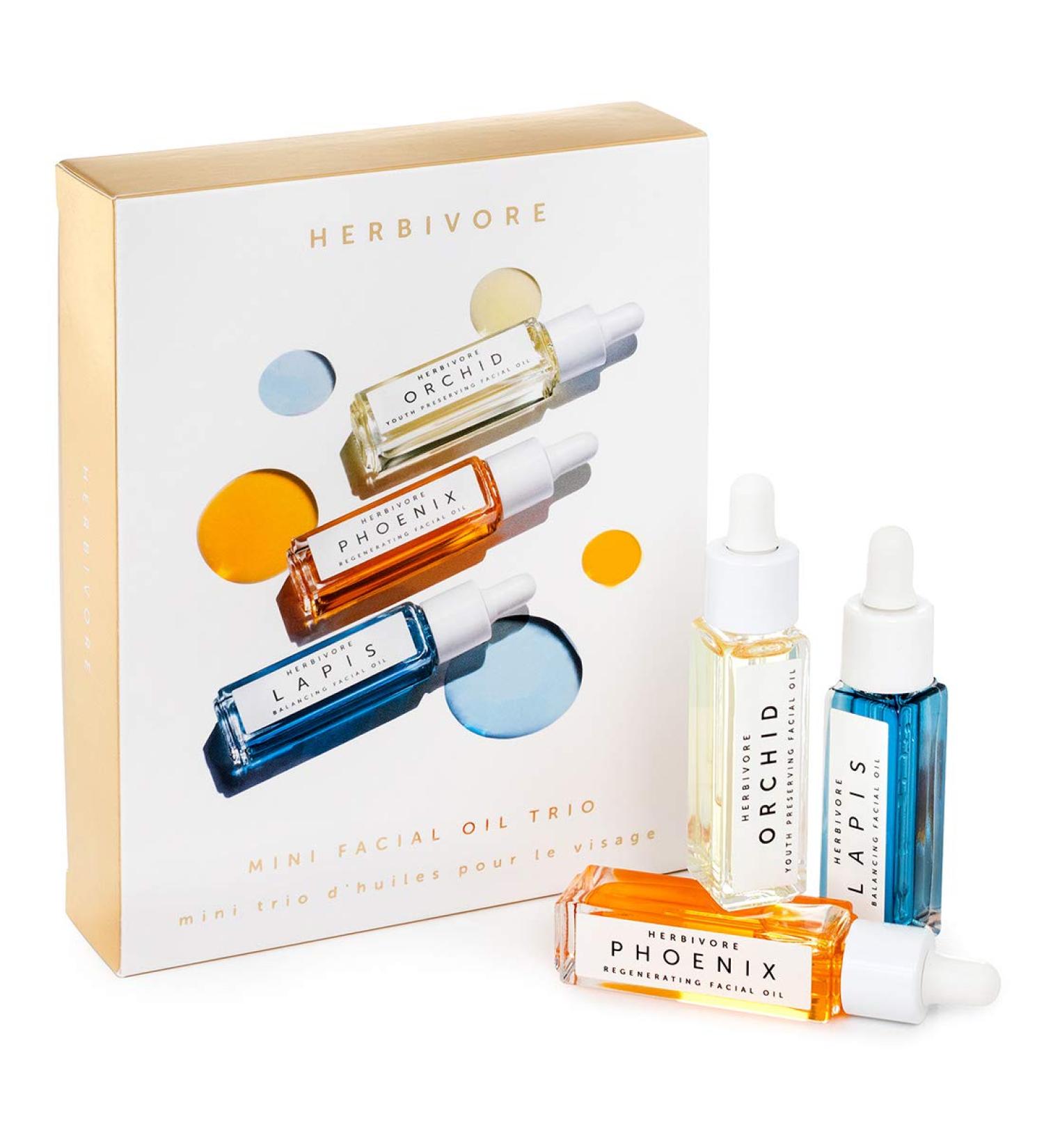 Herbivore Botanicals Mini Facial Oil Trio Gift Box - Travel Size Lapis Phoenix Orchid Oil Set (0.3 fl oz each) - Buy Online on GoSupps.com