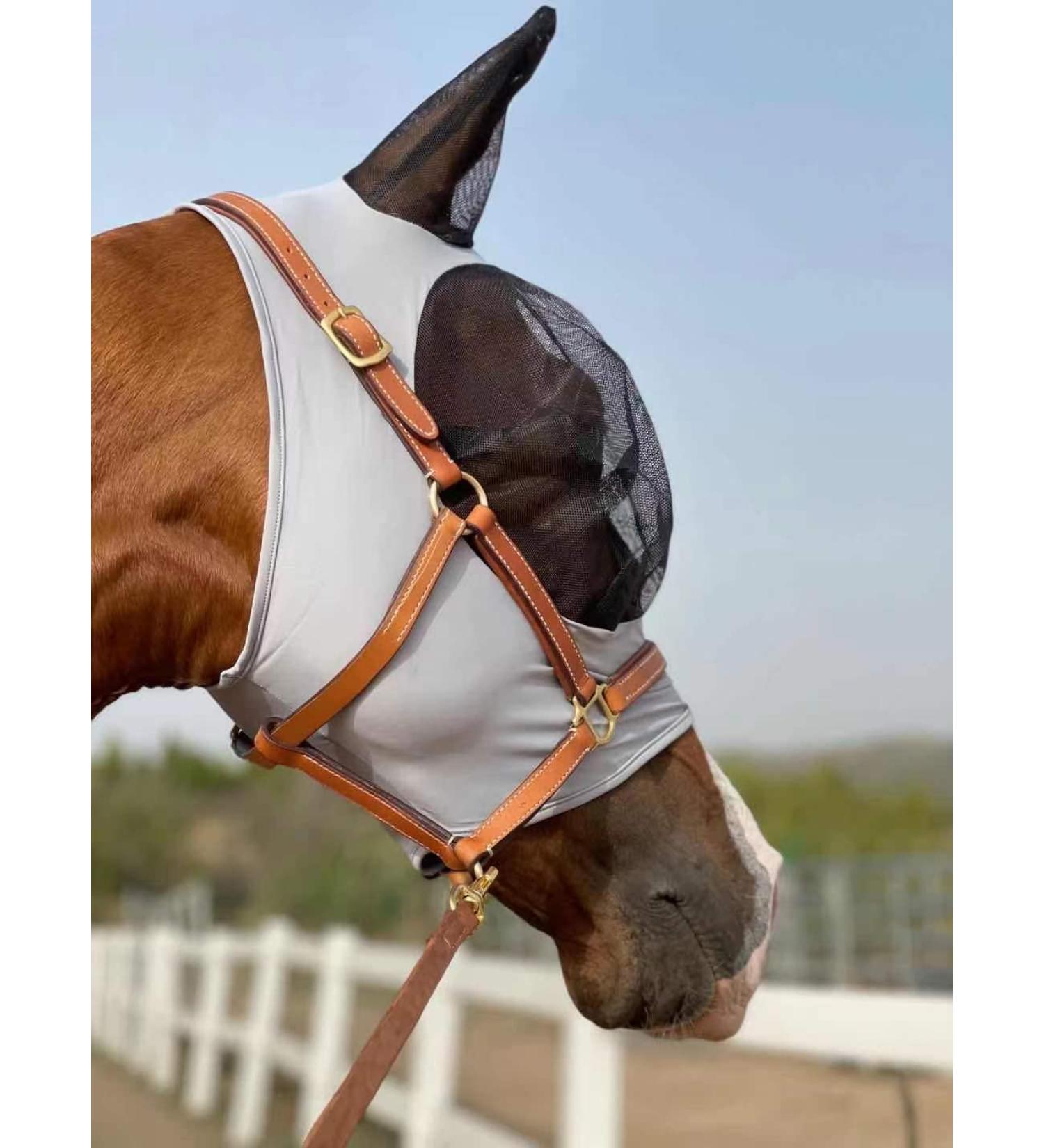 TGW Riding Horse Fly Mask - Super Comfort Elastic Fly Mask with Ears (Medium Light Grey) for Optimal Insect Protection - Buy Online on GoSupps.com
