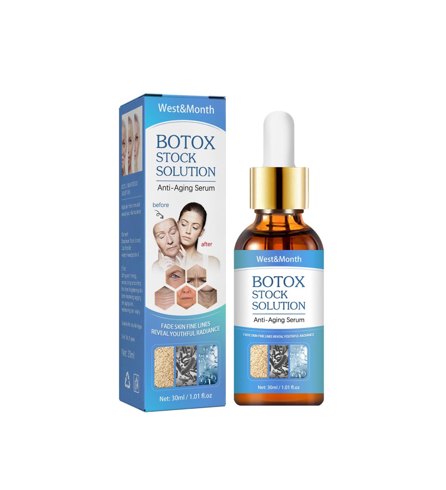 Botox Stock Solution Facial Serum Anti Aging Collagen Hydrating Serum Vitamin C Serum Vitamin E Salicylic & Amino Acids Botox Facial Serum Reduce Fine Lines Wrinkles Plump Skin - Buy Online on GoSupps.com