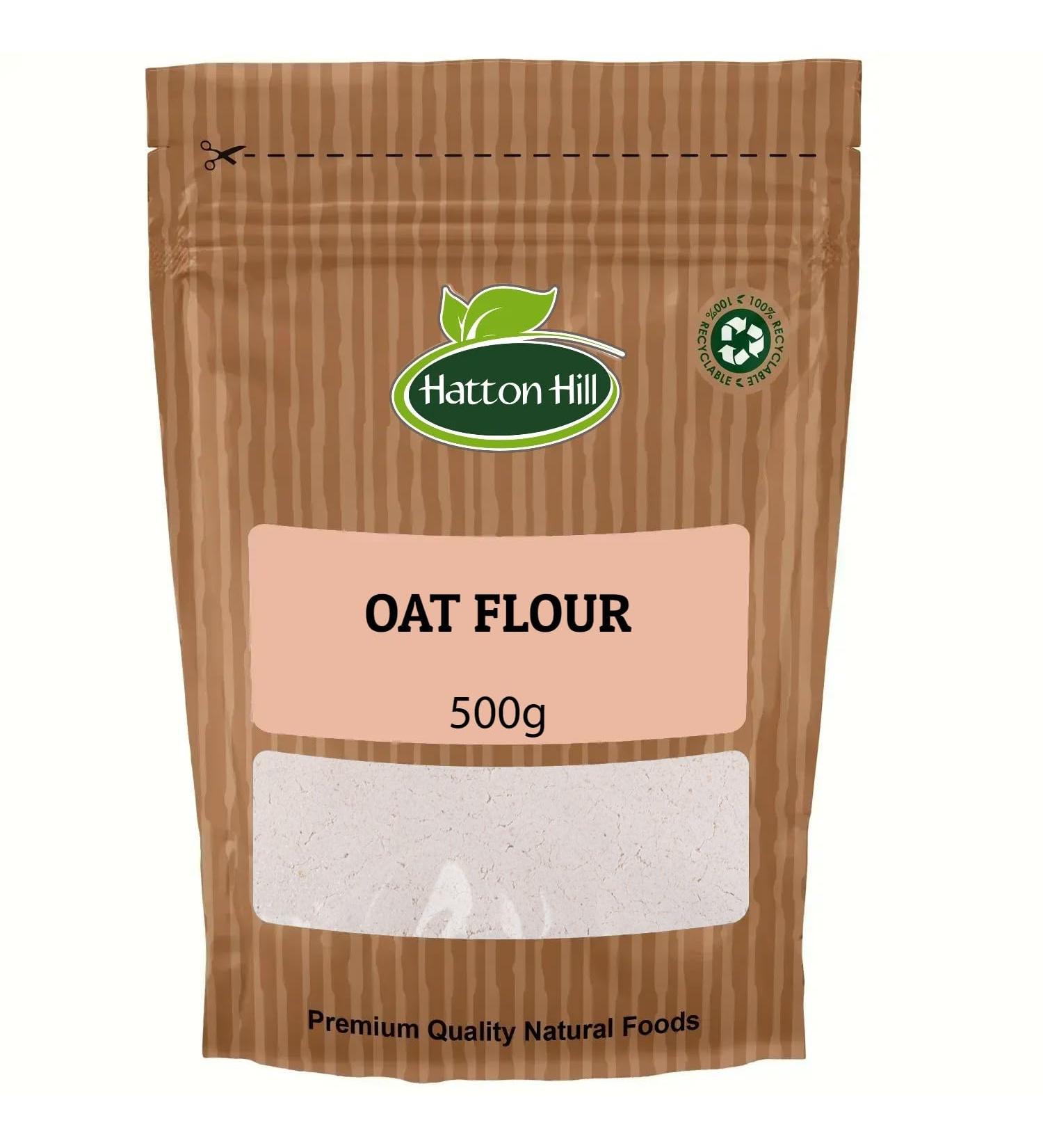 Oat Flour 500g by Hatton Hill Low-Carb Oat Flour with Protein & Dietary Fiber Vegan for Baking Cooking & More Non-GMO