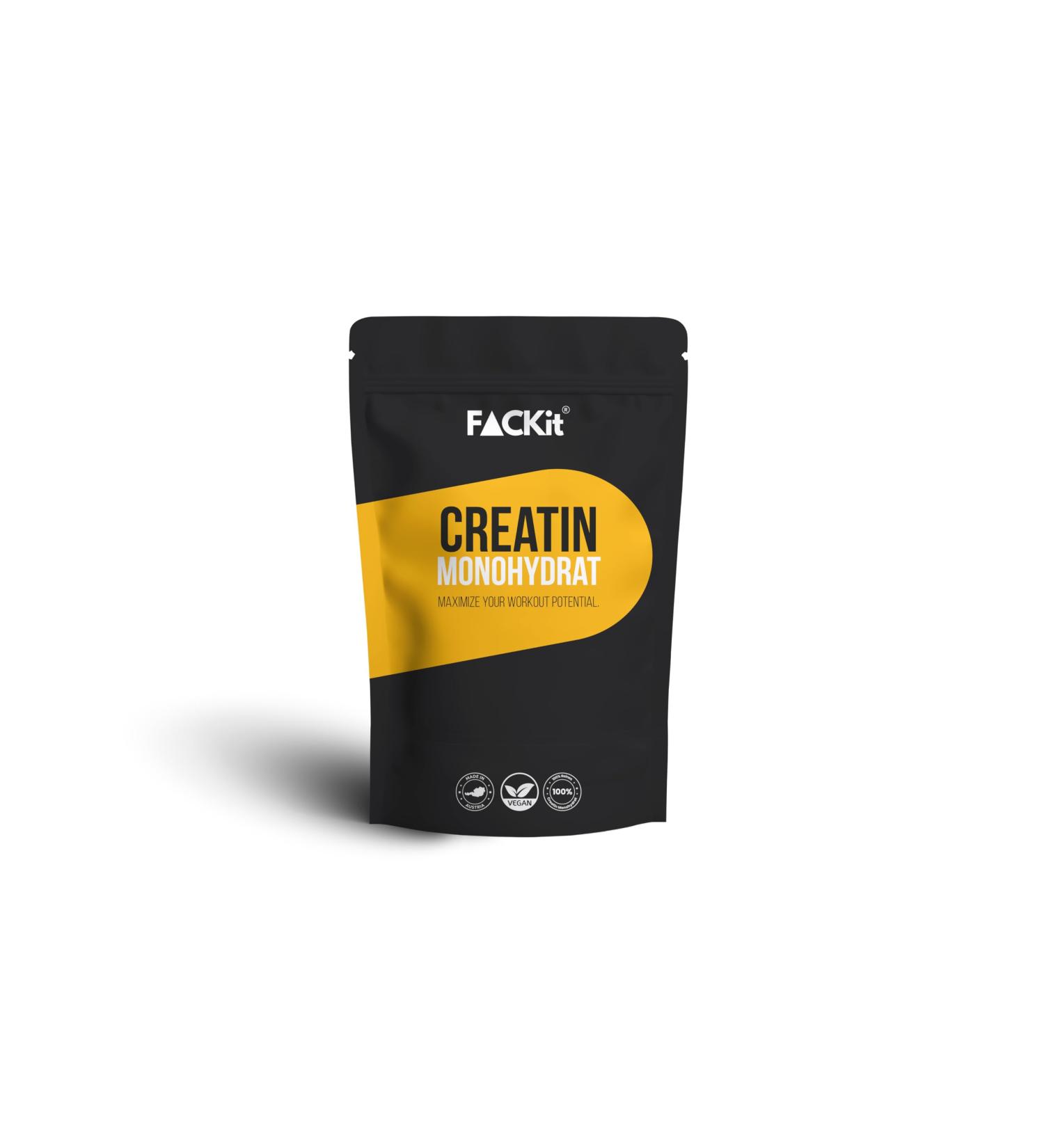 Fackit creatine monohydrate powder - micronized high -dose and purely vegan creatine - made in Austria - different sizes (500 grams)