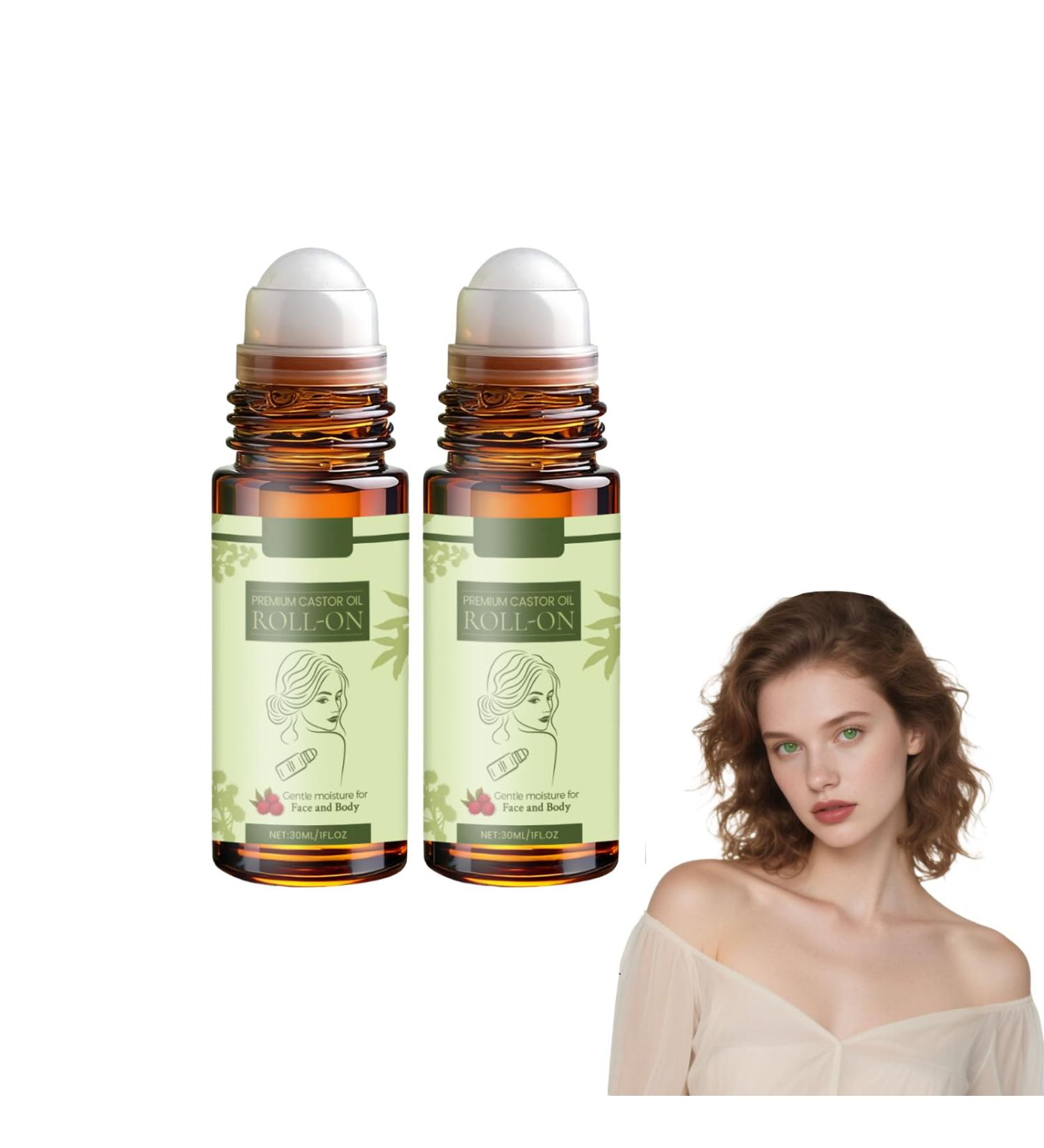 VKaoess Castor Oil Roll on for Tummy Face Body Organic Cold Pressed Castor Oil with Roller Ball Skin Moisturizing Oil for Dry Skin Suitable for Body Soothing Roll 2 Bottles - Buy Online on GoSupps.com
