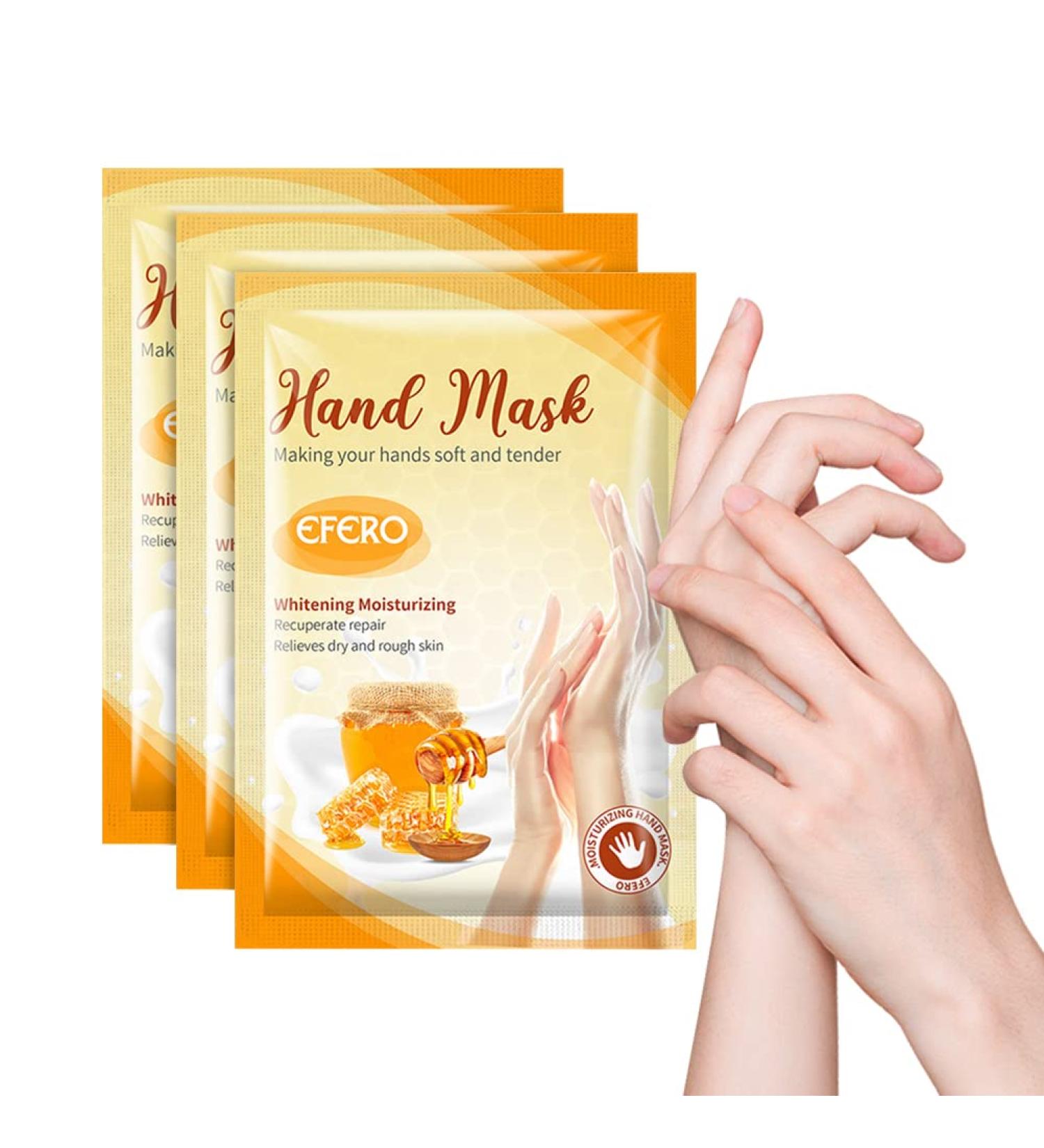 Moisturizing Hand Mask Gloves (3 Pairs) with Honey | Ultimate Hand Care for Dry Aging Cracked Skin - Buy Online on GoSupps.com