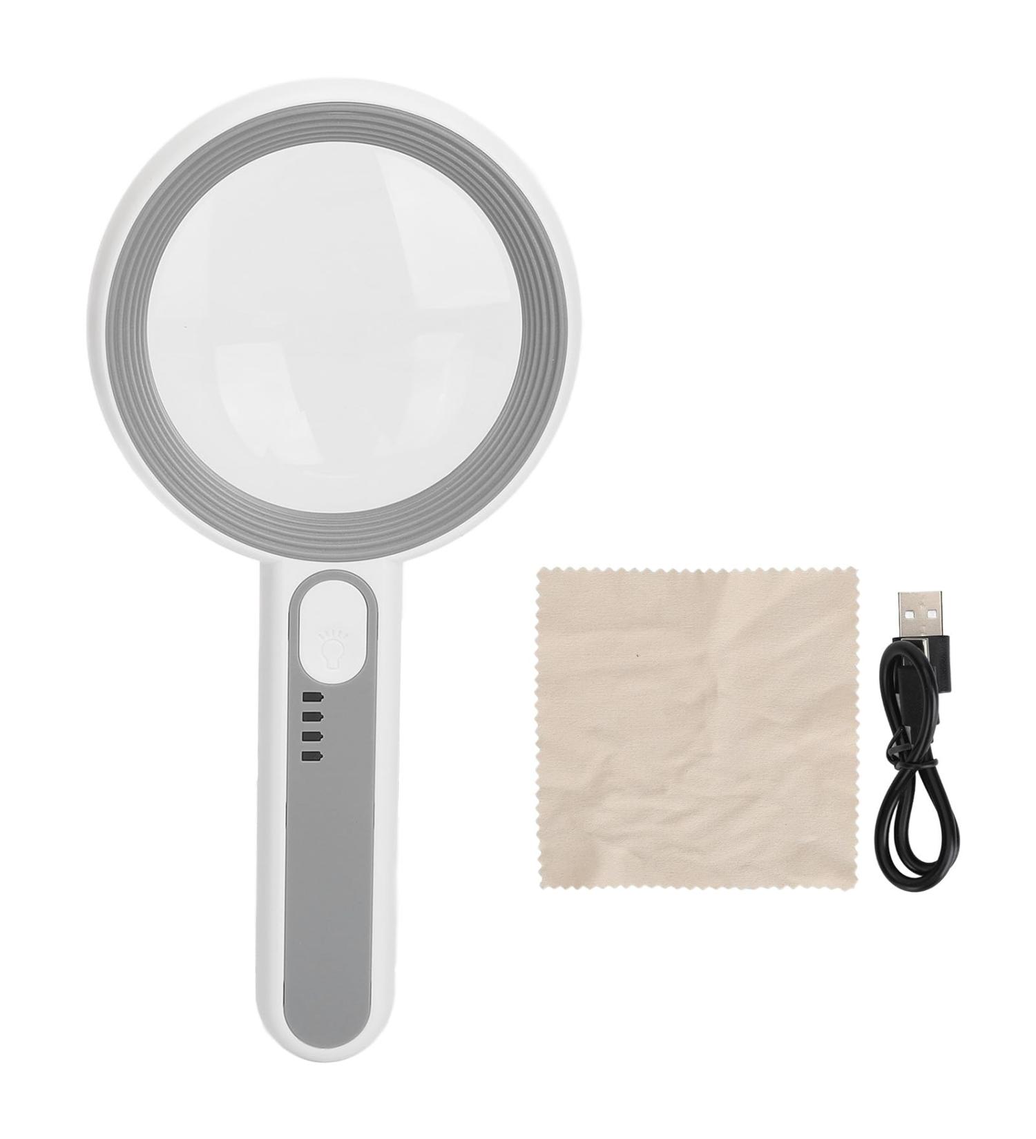 Lighted Magnifying Glass 5X 12X 3 Brightness Gears Handheld Magnifying Glass for Antiques Appreciation - Buy Online on GoSupps.com