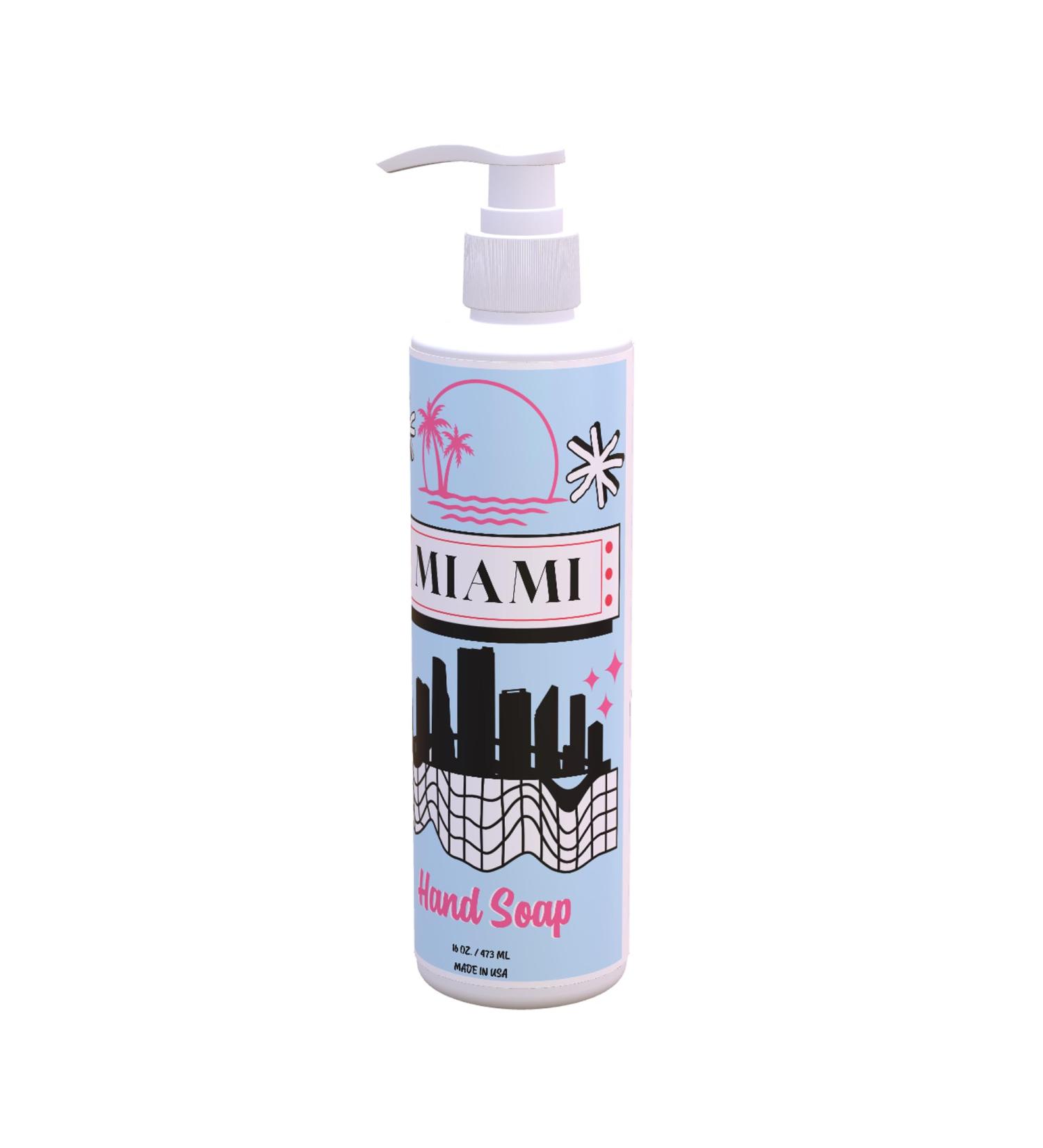 Hand Soap Miami City Map Design | Fresh Green Tea & Lemon Scent | 1 16 oz Pump Bottle | Travel-Inspired City Map Bathroom Decor & Souvenir Gift | Paraben-Free Made in USA - Buy Online on GoSupps.com