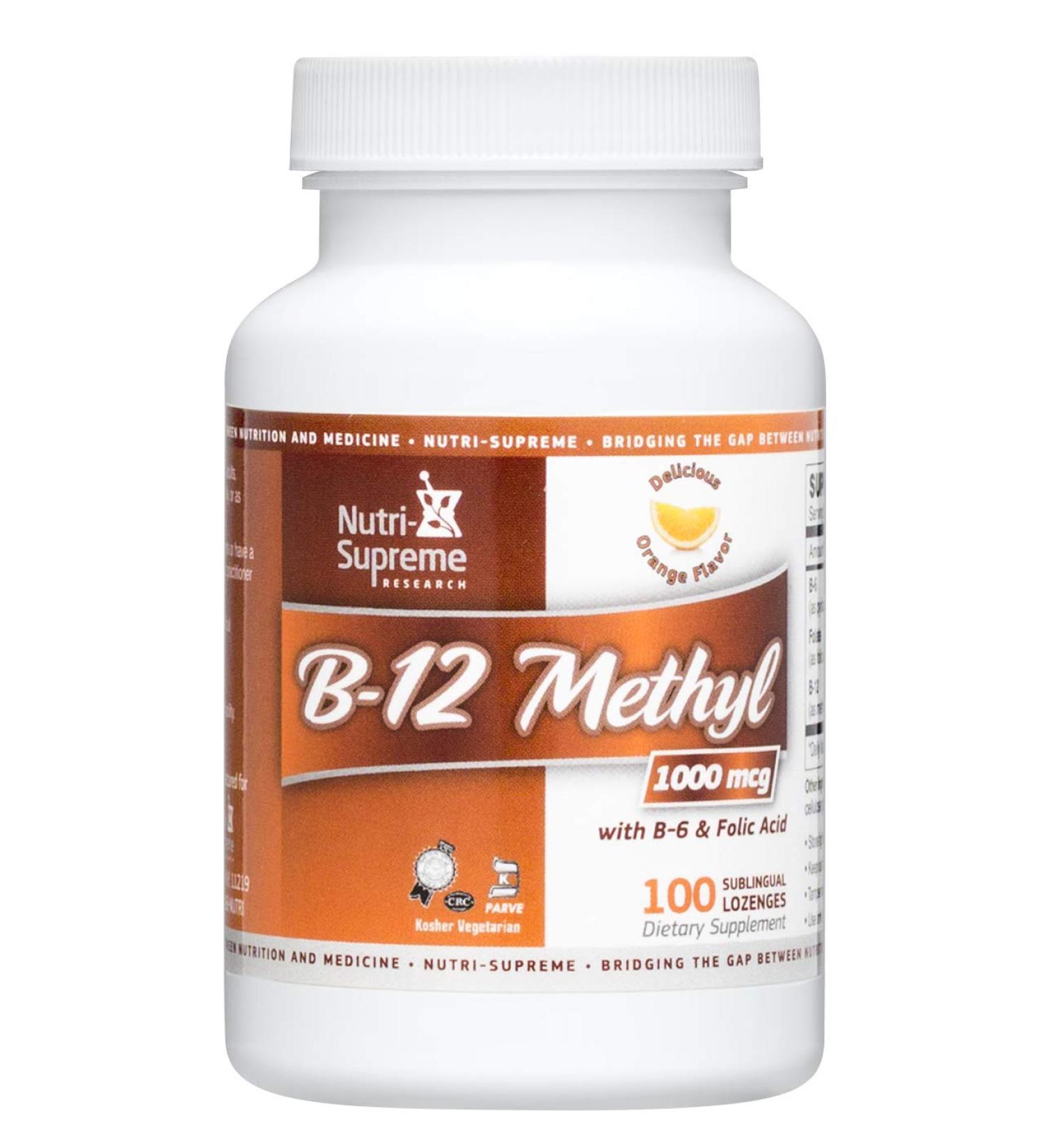 Nutri-Supreme Research Kosher B12 Lozenge (Methyl) W/ B6- Folic Acid and Biotin 100 Lozenges