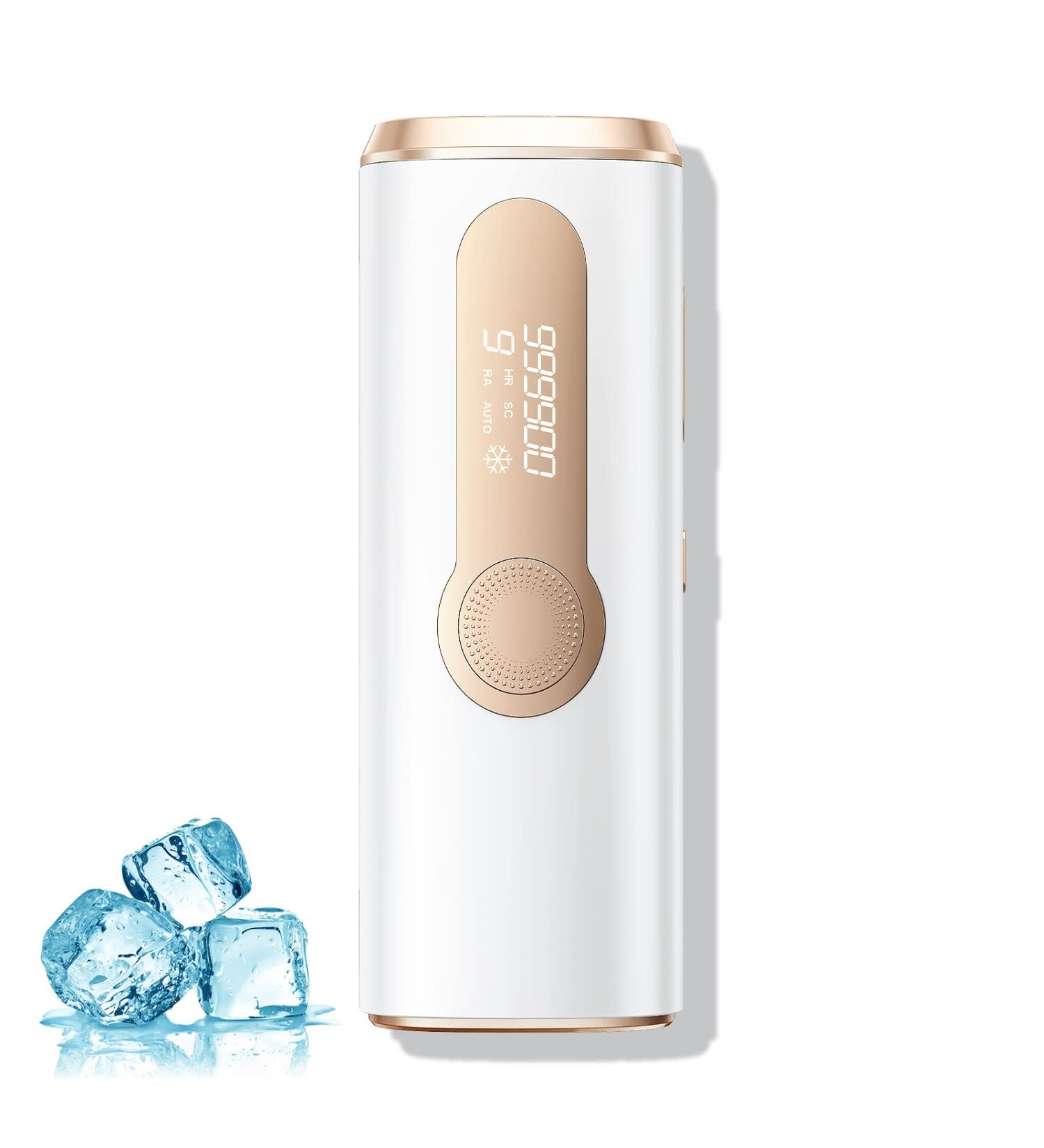 AMOTAOS IPL Hair Removal Laser with Cooling - 3-in-1 At-Home Device for Women and Men - 999900 Flashes - 9 Levels - Permanent Hair Removal - Face, Armpit, Arm, Bikini, Leg - White&Gold - Buy Online on GoSupps.com