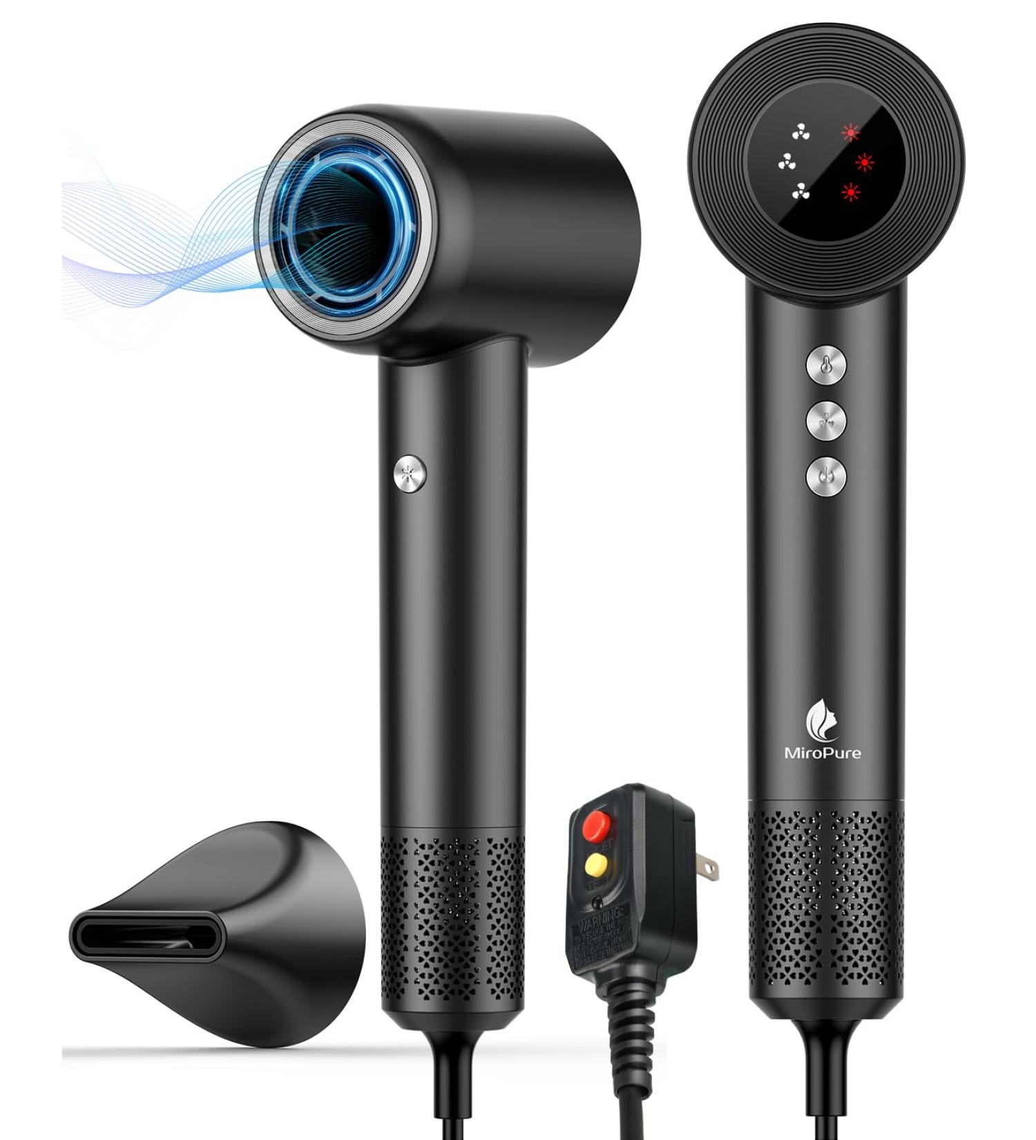 High Speed Negative Ionic Hair Dryer - 1500W Low Noise 110 000 RPM Brushless Motor 4 Temps & 3 Speeds for Fast Drying - Perfect for Home Hair Care - Buy Online on GoSupps.com