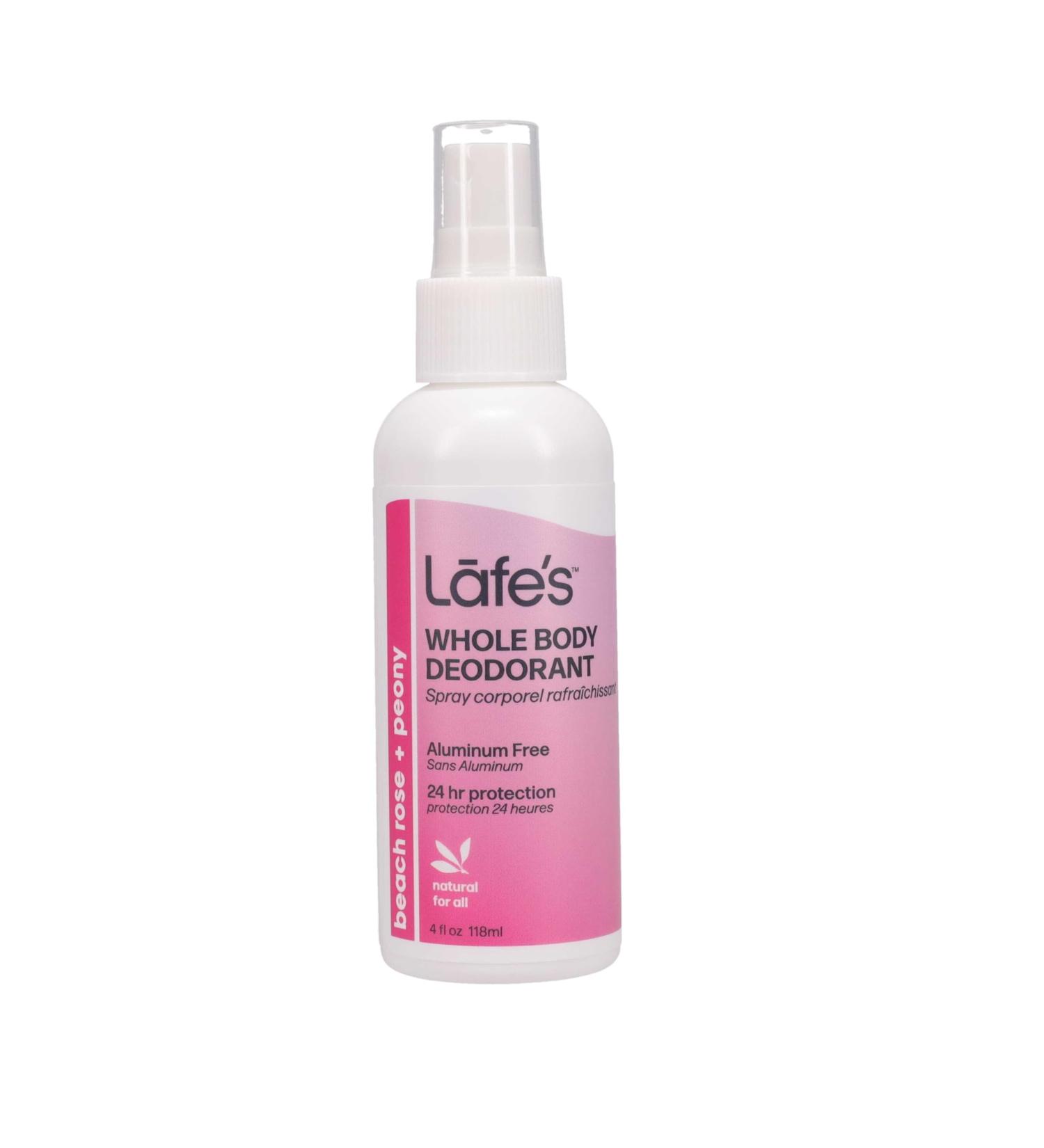 Lafe's Natural Deodorant | 4 Ounce Whole Body Non-Aerosol Deodorant Spray | Aluminum Paraben & Baking Soda Free | Beach Rose & Peony - Buy Online on GoSupps.com