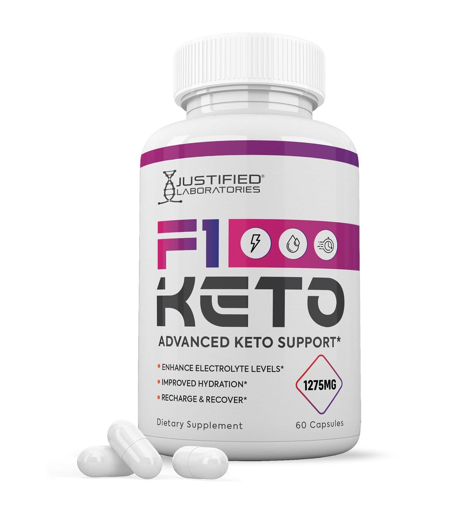 Justified Laboratories F1 Keto Pills 1275MG New & Improved Formula Contains Apple Cider Vinegar Extra Virgin Olive Oil Powder Green Tea Leaf 60 Capsules 60 Count (Pack of 1) - Buy Online on GoSupps.com