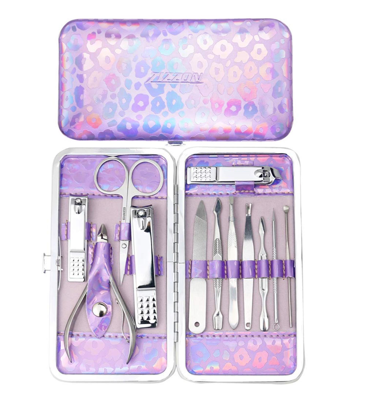 ZIZZON Nail Clippers Kit - Purple Holographic Case, Manicure Pedicure Set - Buy Online on GoSupps.com
