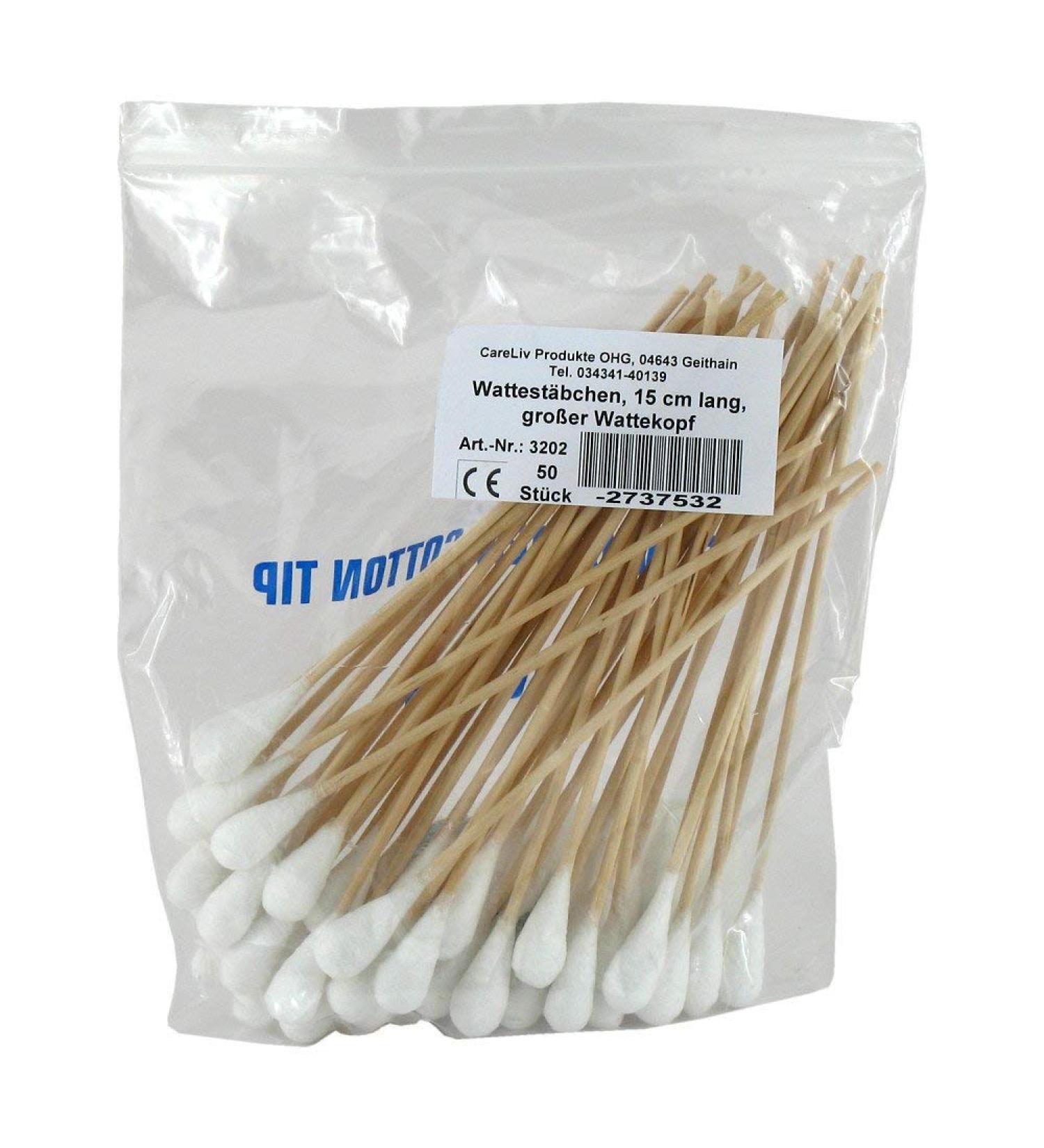 COTTON SWABS with cotton head 15 cm large 50 pcs