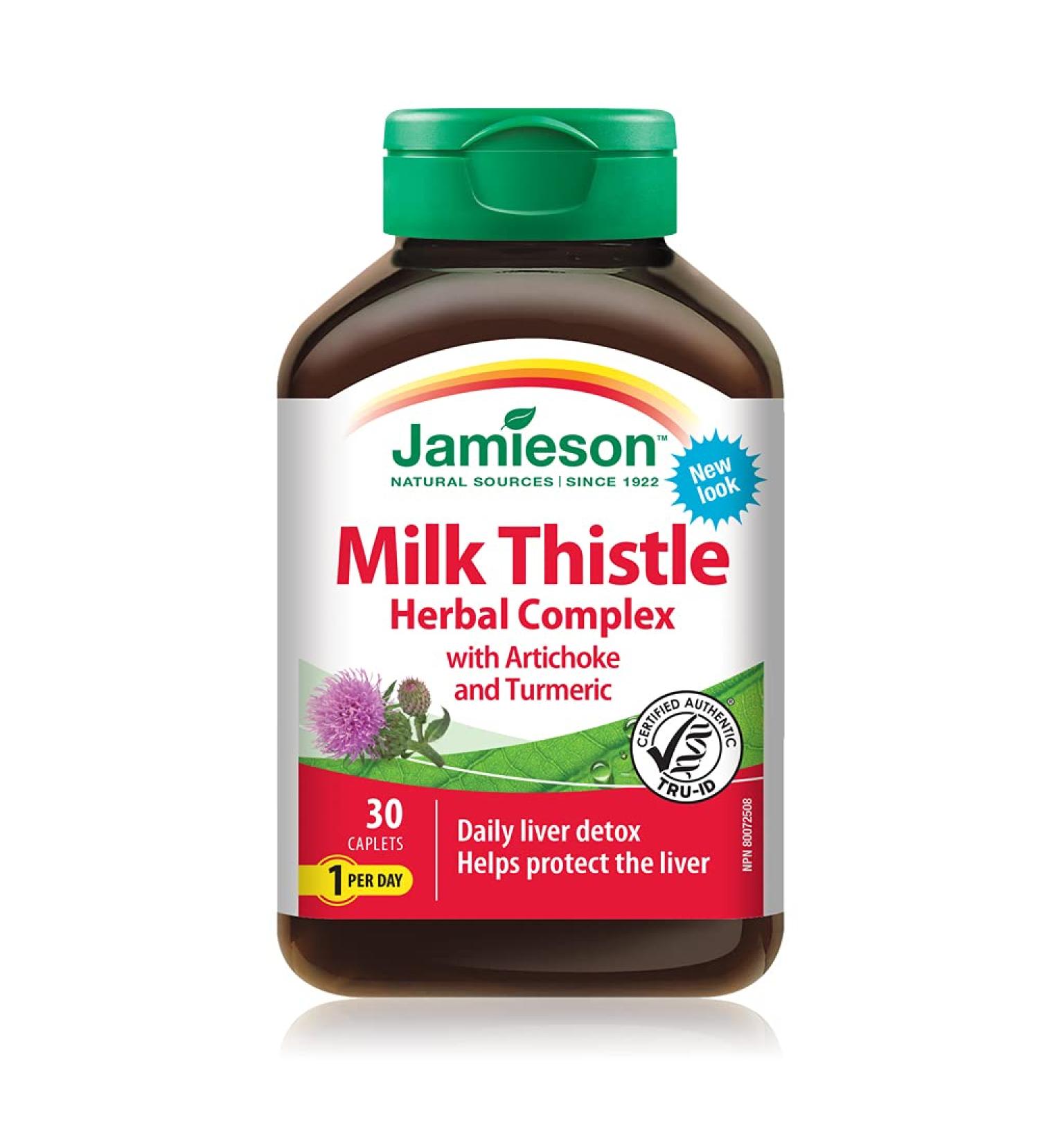 Jamieson Herbal Complex Milk Thistle (Daily Liver Detox) 30 Count (Pack of 1) SUPPLEMENT - Buy Online on GoSupps.com
