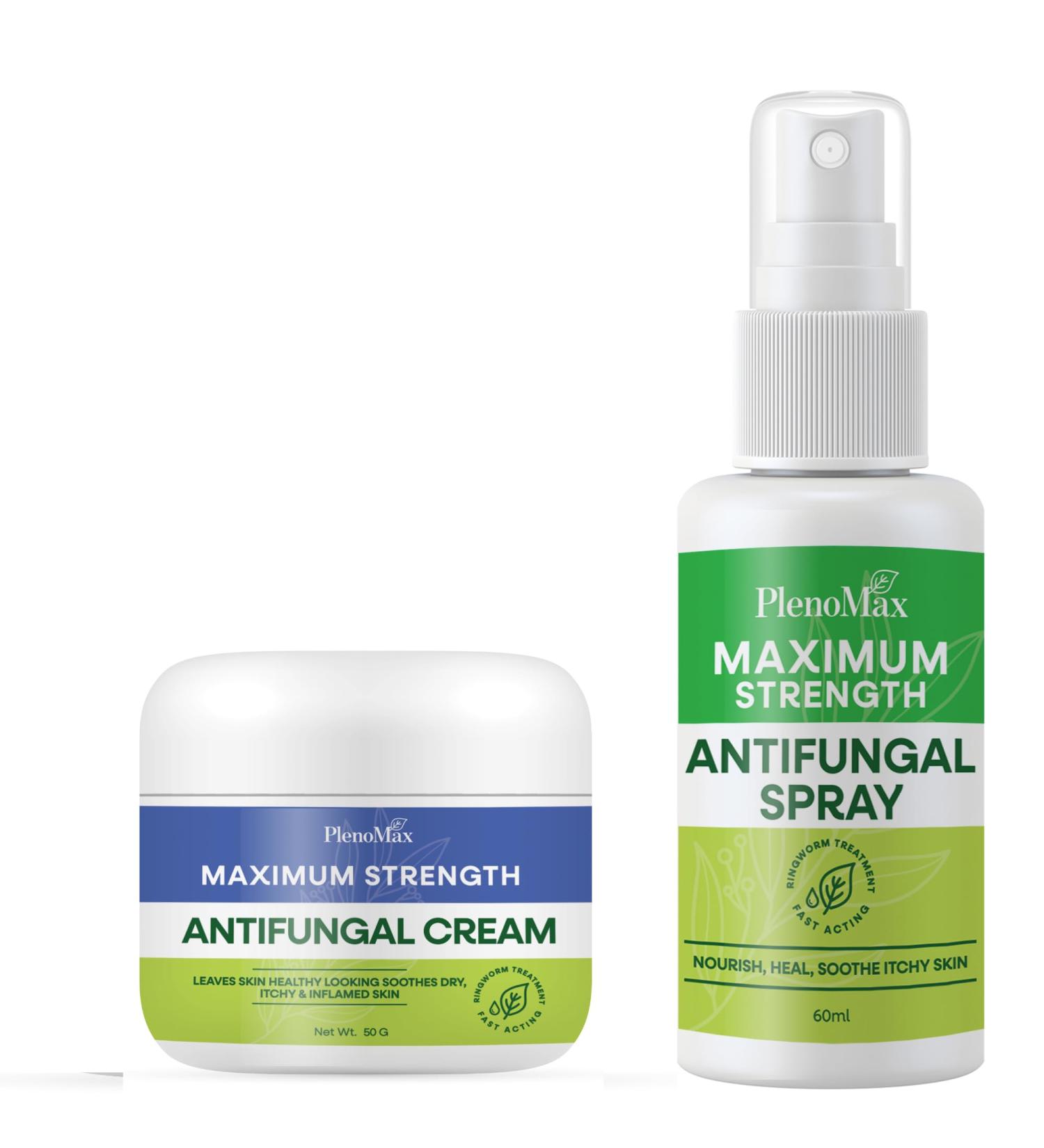 PLENO Ringworm Treatment - Antifungal Spray & Cream for Jock Itch Eczema Tinea Versicolor Athletes Foot | Fast Relief for Rash & Itchy Skin - Buy Online on GoSupps.com