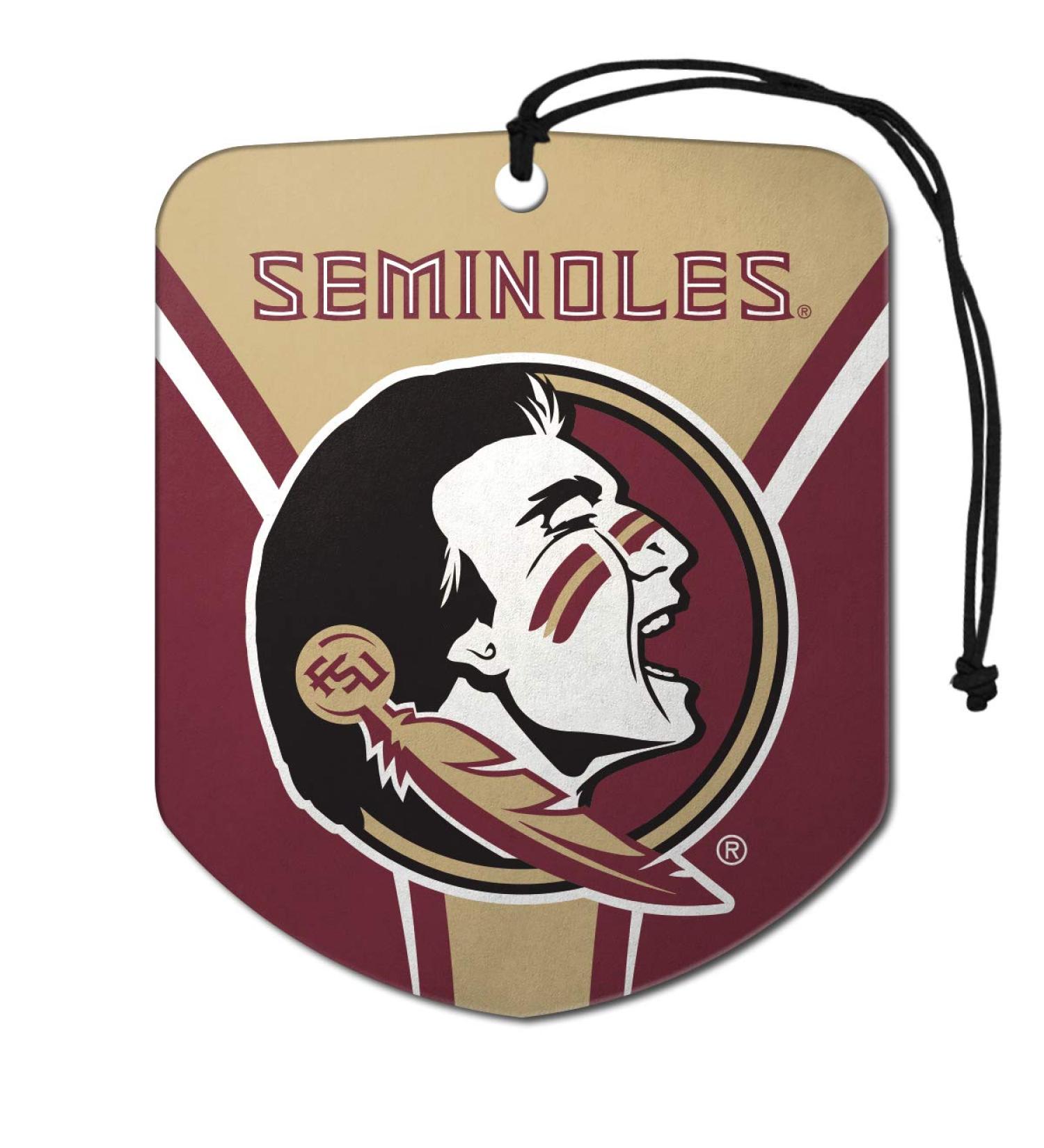 FANMATS 61610 NCAA Florida State Seminoles Hanging Car Air Freshener, 2 Pack, Black Ice Scent, Odor Eliminator, Shield Design with Team Logo