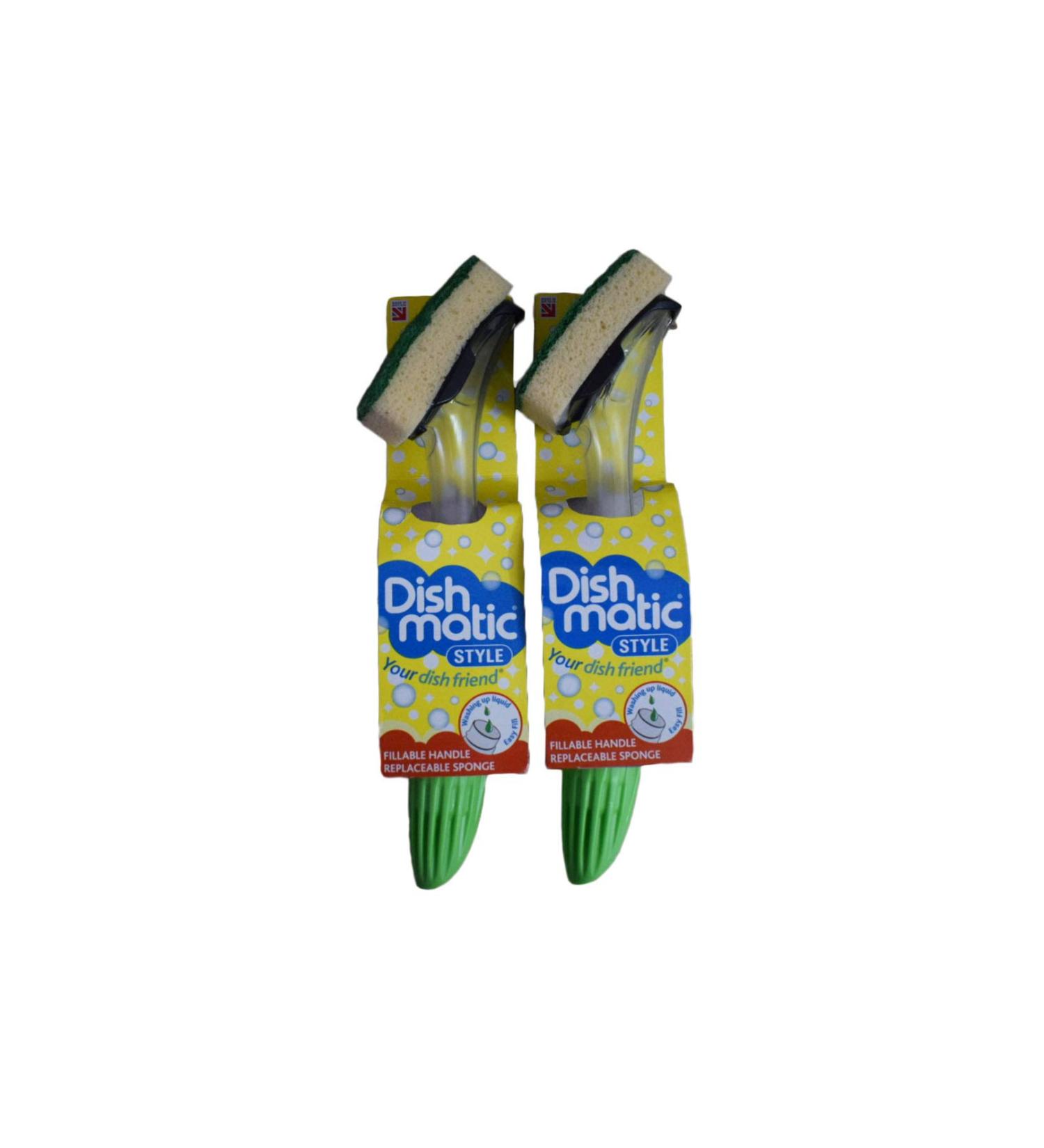 Dishmatic Washing Up Brush with Heavy Duty Sponge Easy Fill