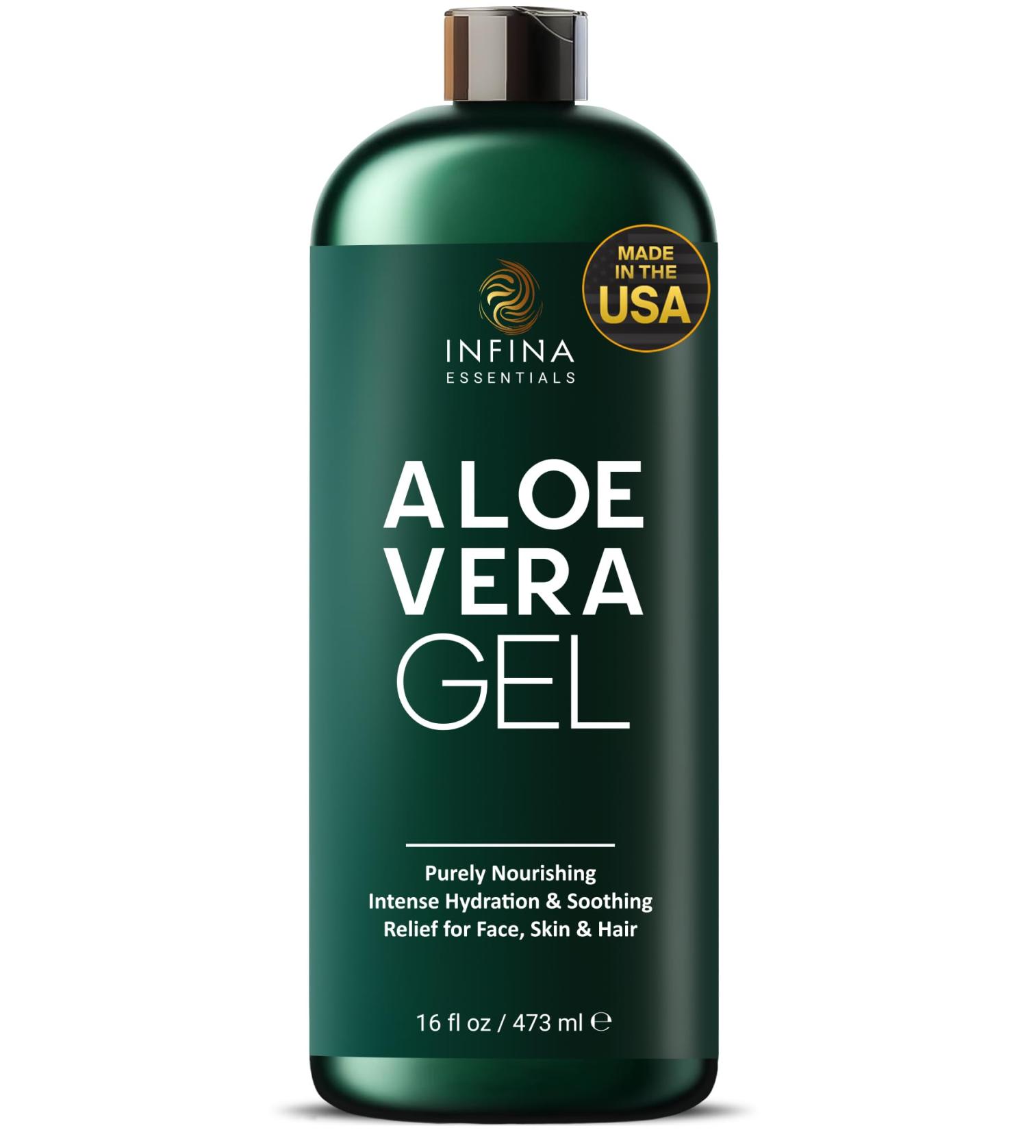 Buy Pure Aloe Vera Gel for Face Hair & Skin | Organic 95% Aloe Chamomile & Vitamin E - Sunburn Relief | 16 fl oz - Buy Online on GoSupps.com