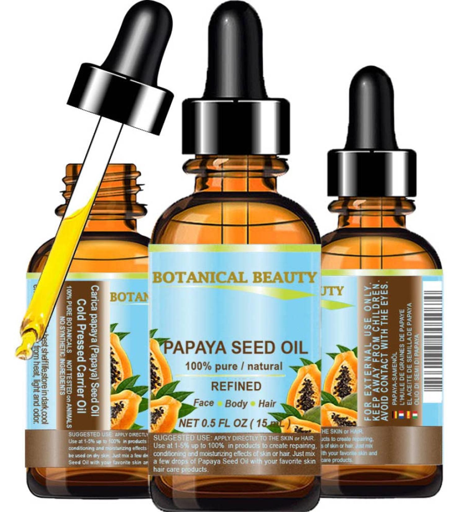 Botanical Beauty Papaya Seed Oil - 100% Pure Cold Pressed Carrier Oil for Skin Hair & Lip Care | 0.5 Fl. oz - Buy Online on GoSupps.com
