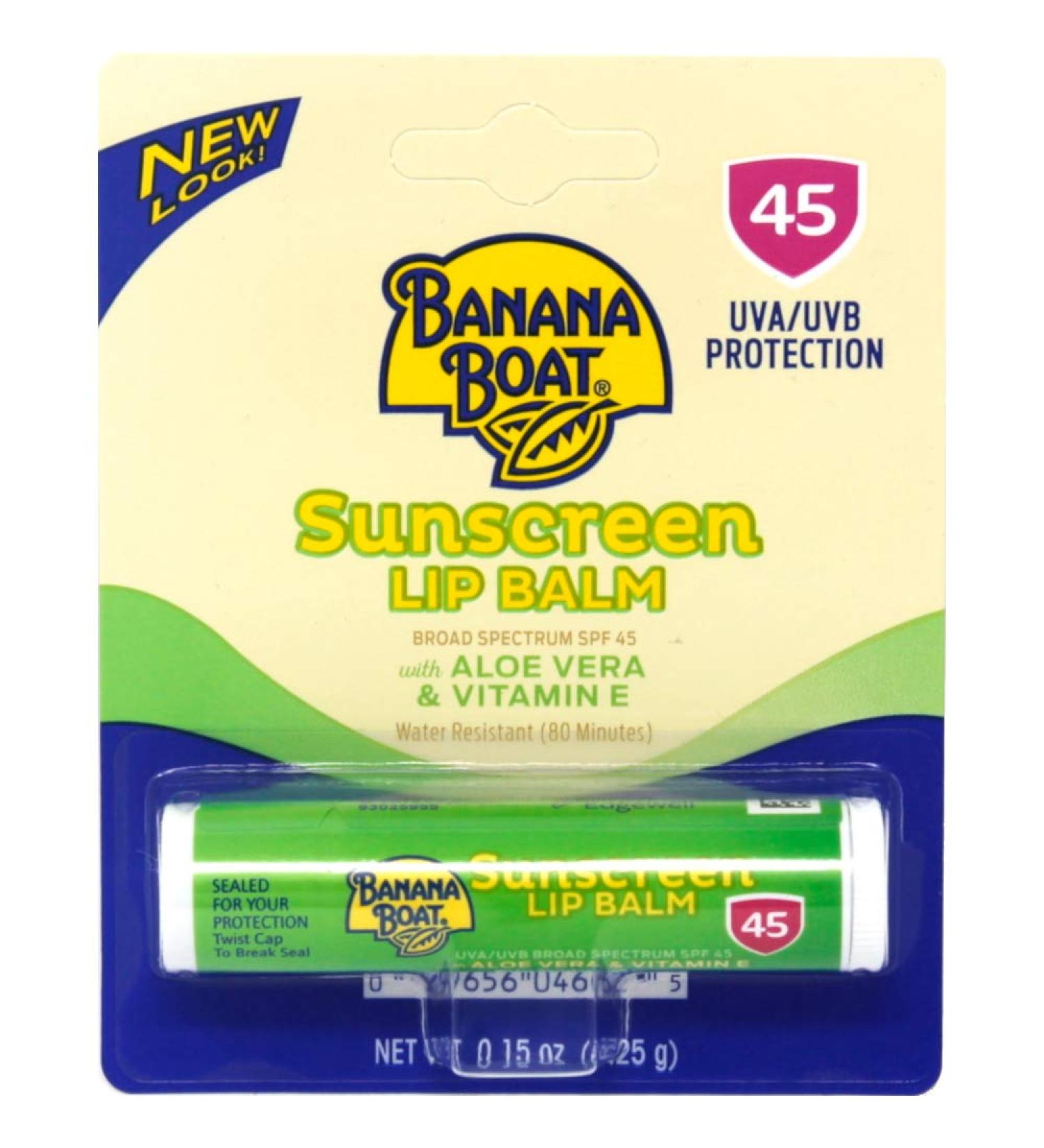 Banana Boat Sunscreen Aloe Vera Lip Balm SPF 45 - Broad Spectrum Sun Care 24-Pack with Vitamin E for Ultimate Skin Protection - Buy Online on GoSupps.com