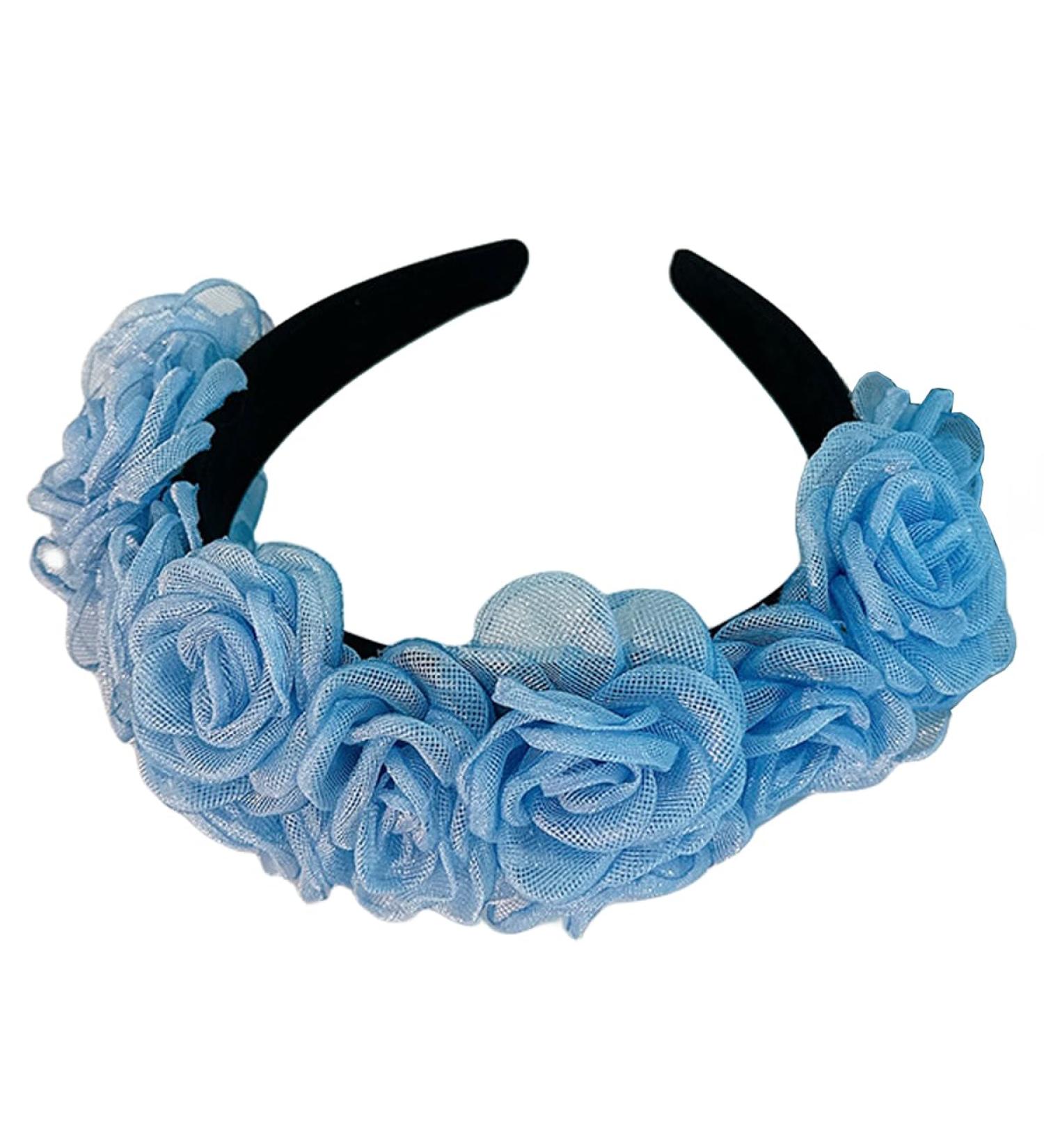 scicent Headbands for Girls Boho Head Band Blue Flower Elastic Hairband Hair Accessories for Women Wide Bezel Girls Hair Hoop Blue - 16120 - Buy Online on GoSupps.com