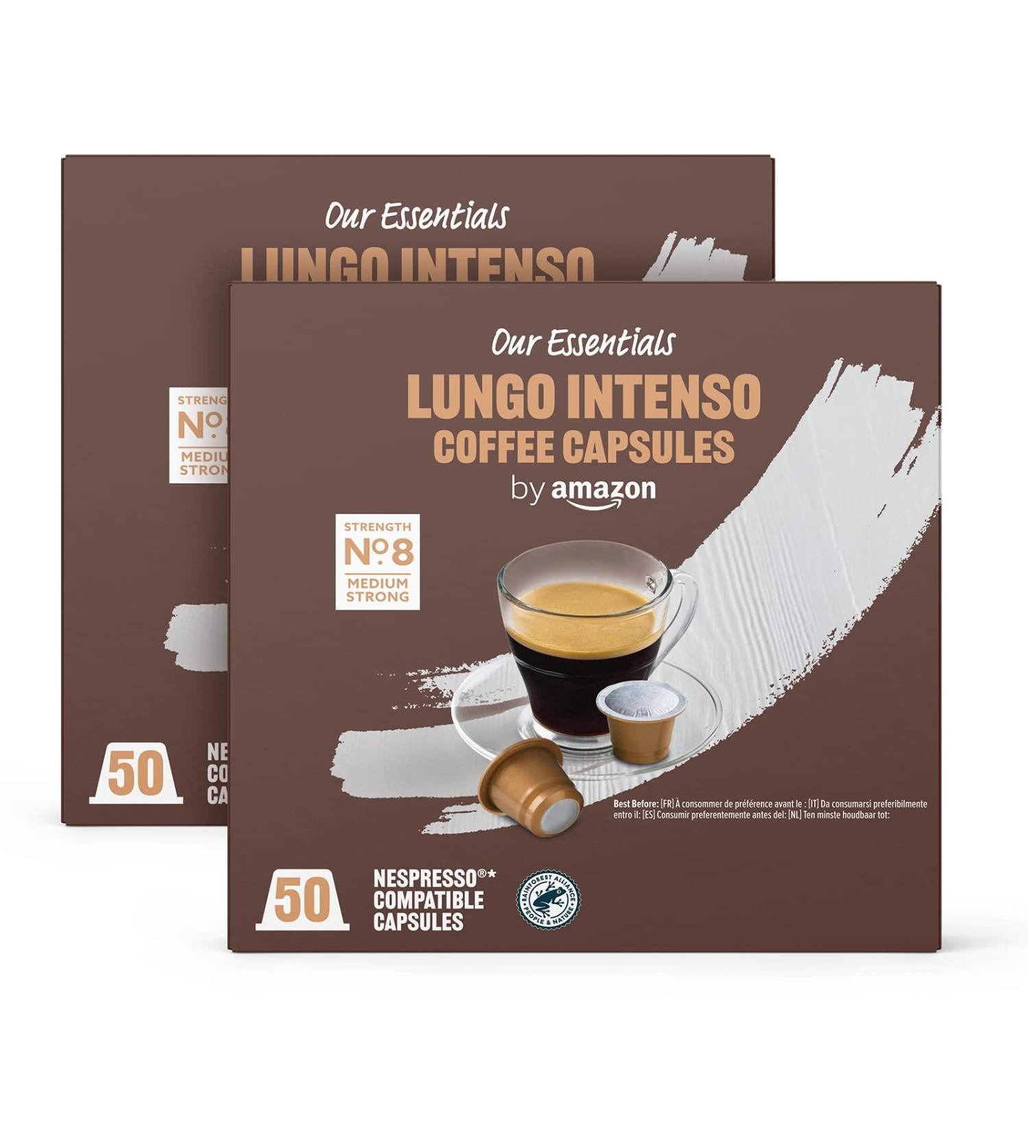 by Amazon Lungo Intenso Coffee Capsules Compatible with Nespresso Medium Roast 100 Count 2 Pack of 5 - Buy Online on GoSupps.com