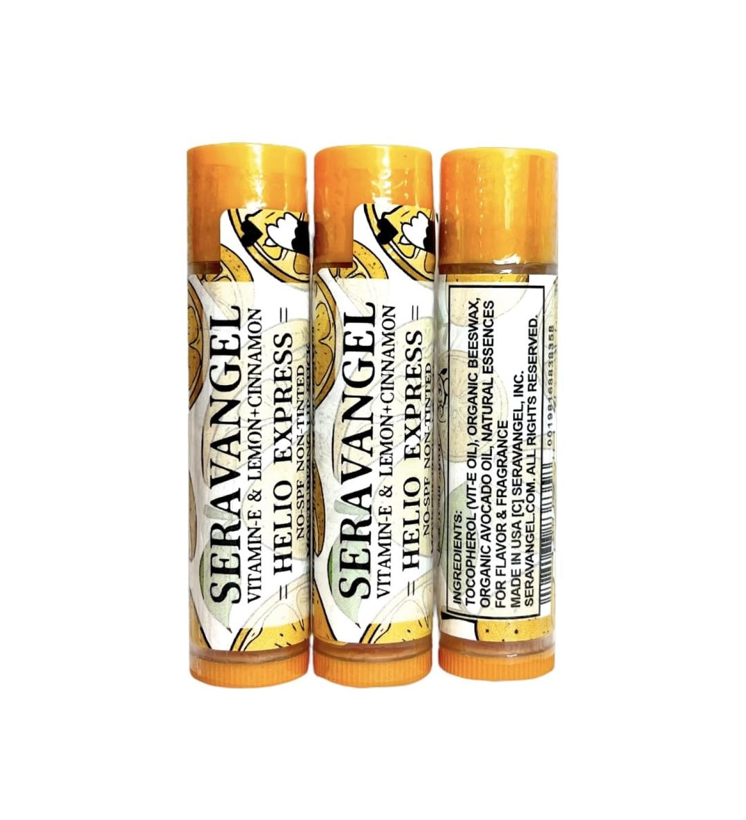 Helio Express Lip Balm - 100% Natural Vitamin E Lemon & Cinnamon Flavor Beeswax - Moisturizing 3 Pack - International Shipping Available - Buy Online on GoSupps.com