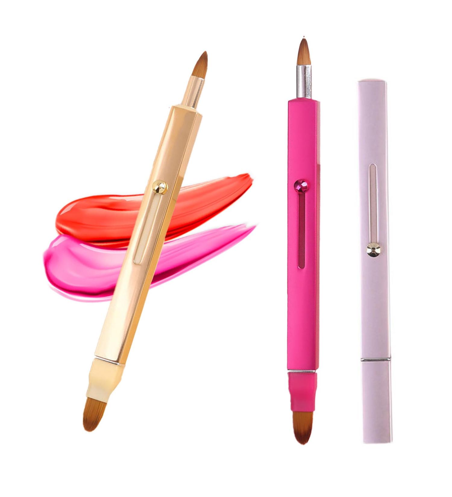 Buy 3-Pack Retractable Lip Applicator Brush Set - Professional Dustproof Makeup Brushes in Pink Red Gold - Perfect for Lipstick & Lip Gloss - Buy Online on GoSupps.com