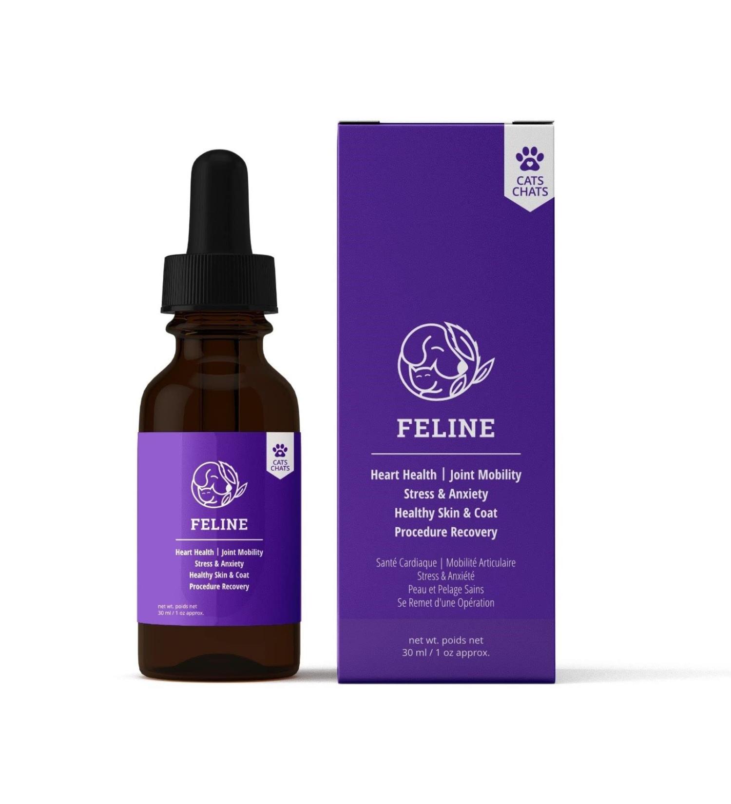 Feline Pet Supplement for CAT/FELINES - Oil 30ml | Calming Hemp Supplement | Heart Health | Joint Mobility | Stress & Anxiety | Healthy Skin and Coat | Depression Burdock Root - Buy Online on GoSupps.com