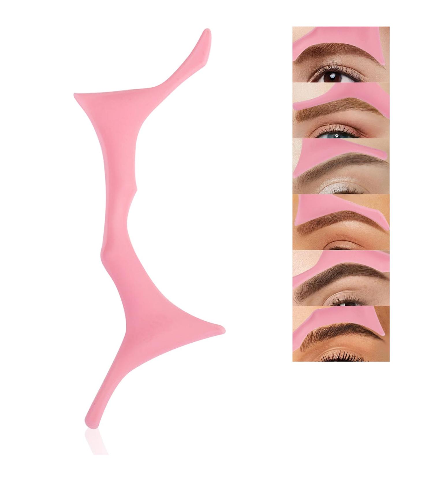 Silicone Eyebrow Stencils - 6 in 1 Reusable Templates for Easy Brow Stamp & Eye Makeup - Perfect for Beginners - Pink - Buy Online on GoSupps.com