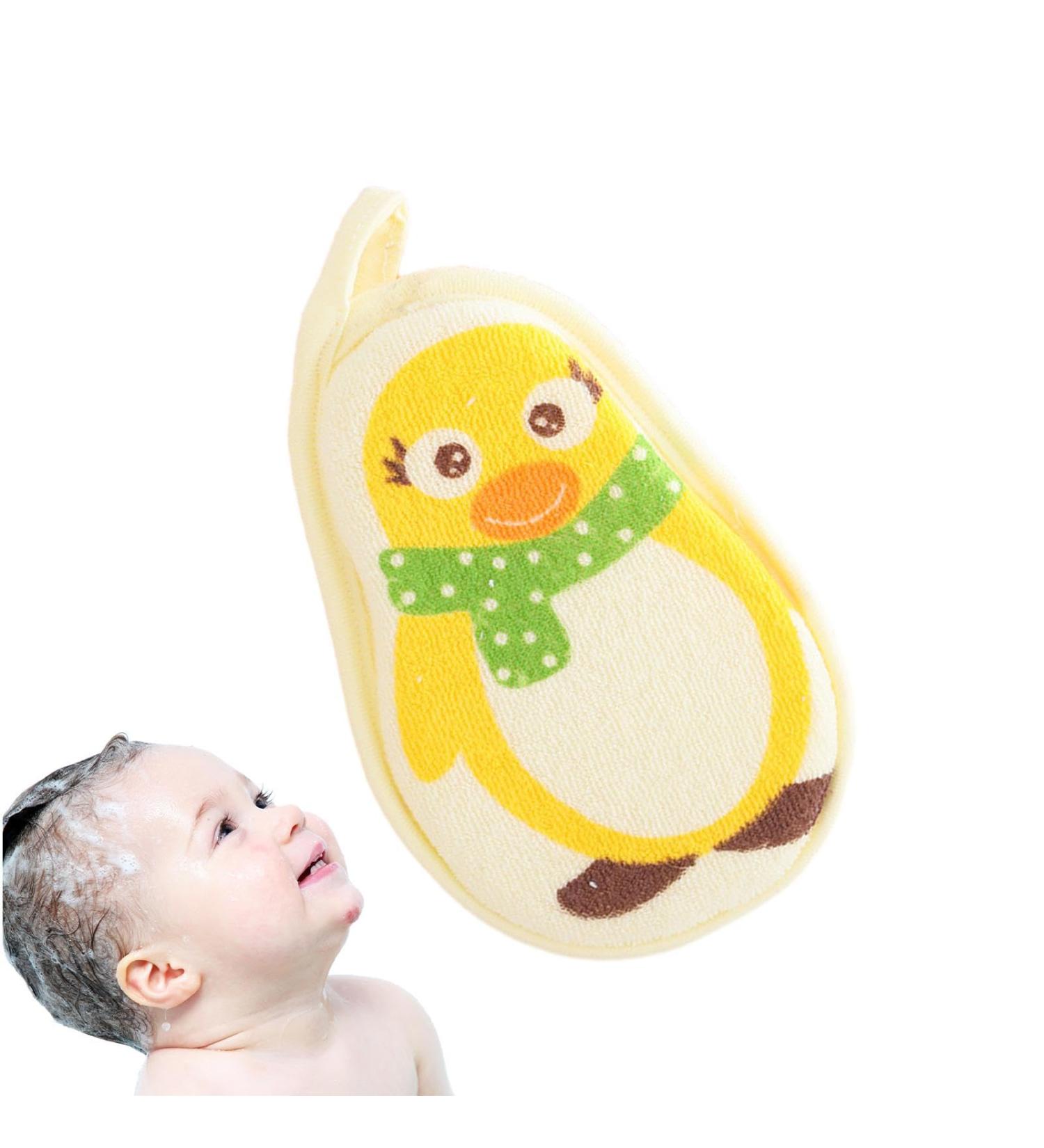Bath Sponge for Children Sponge for Children for Bathing Cartoon Cleaning Sponge Reusable Body Washer Cute Bathroom Accessories for Sensitive Skin Children Shower Yellow Penguin - Buy Online on GoSupps.com