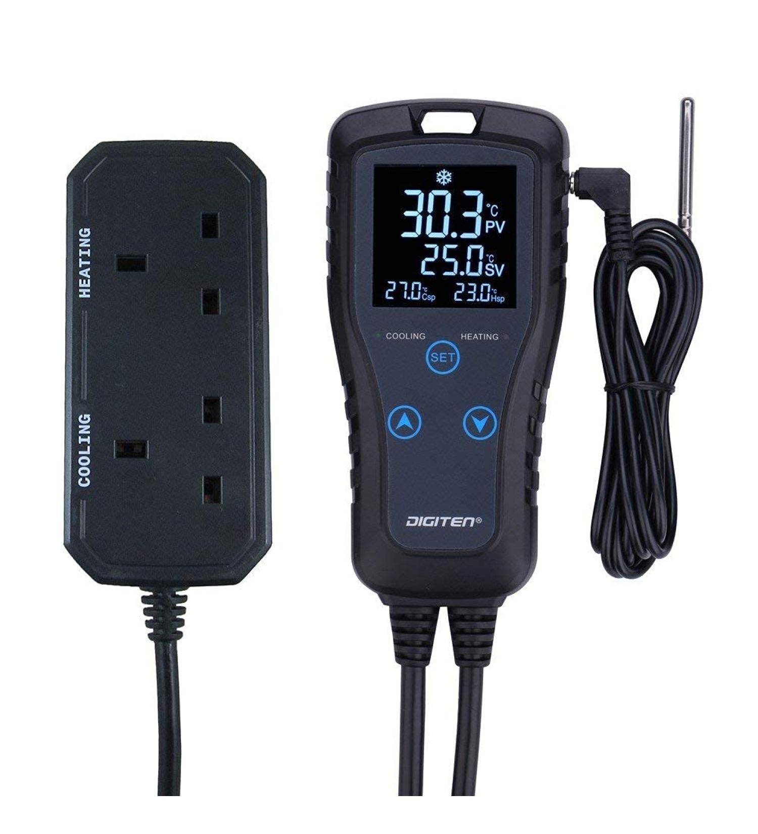 Digital Temperature Controller Pre-Wired 2-Stage Outlet Thermostat Heating & Cooling Mode for Fermentation Seed Germination Reptiles and Brewing Breeding Incubation Greenhouse - Buy Online on GoSupps.com