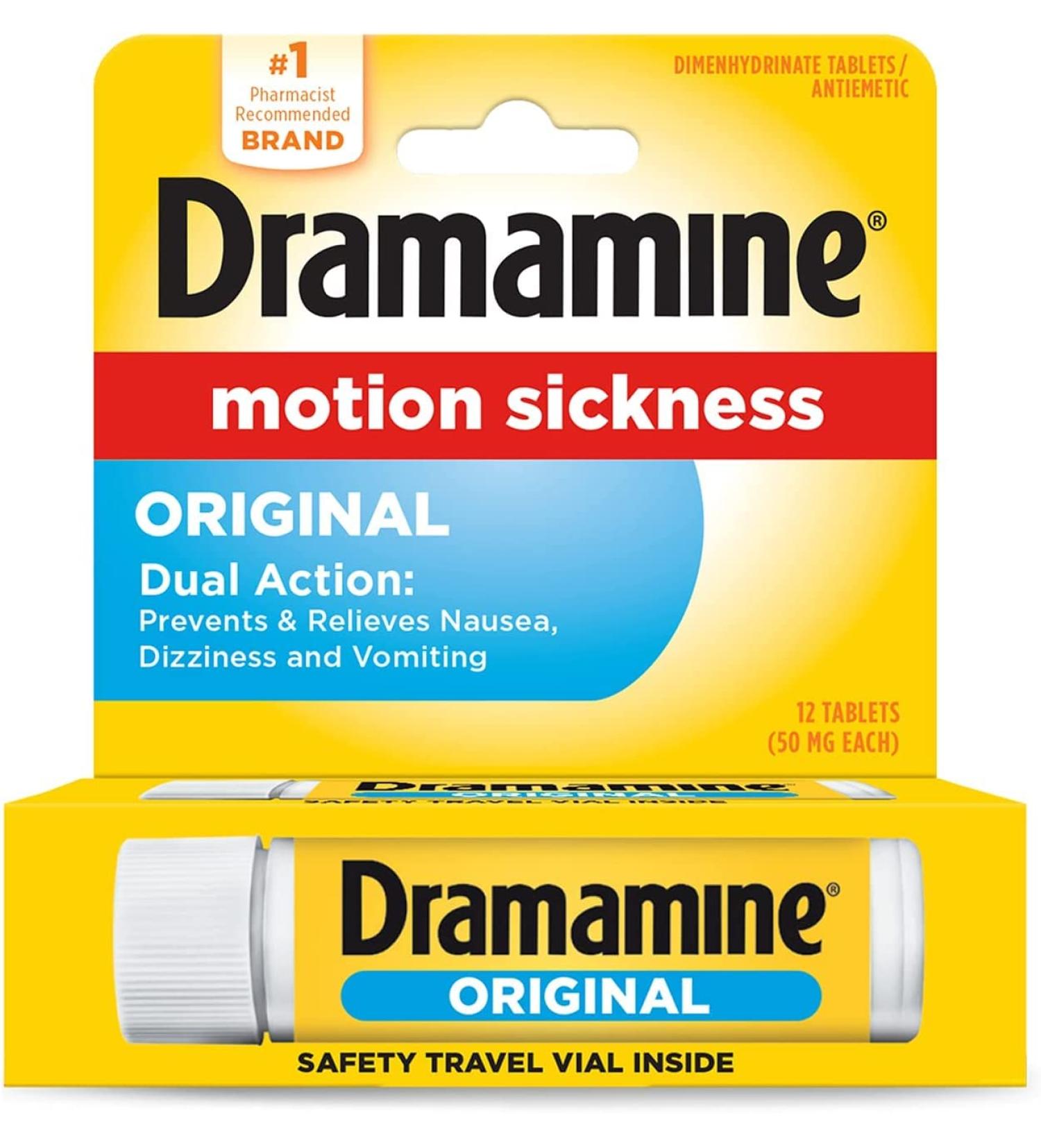 Dramamine Original Formula Tablets 12ct - Motion Sickness Relief - Buy Online on GoSupps.com