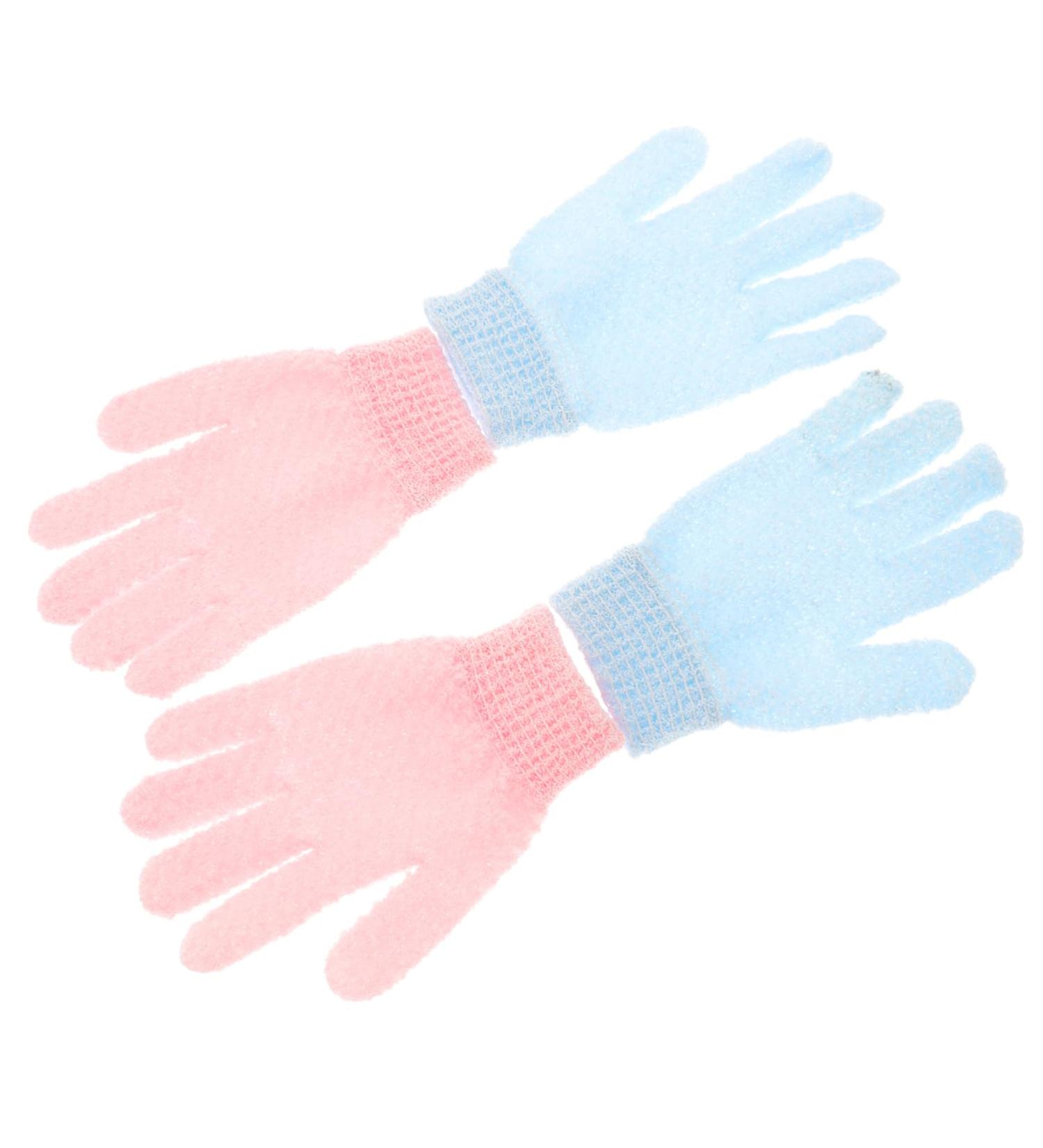 Housoutil Exfoliating Scrub Gloves Set - 2 Pairs Body & Face Scrubbing Mitts for Dead Skin Removal - Loofah Shower Wash Gloves - Thicken Polyester for Ultimate Cleanliness - Buy Online on GoSupps.com