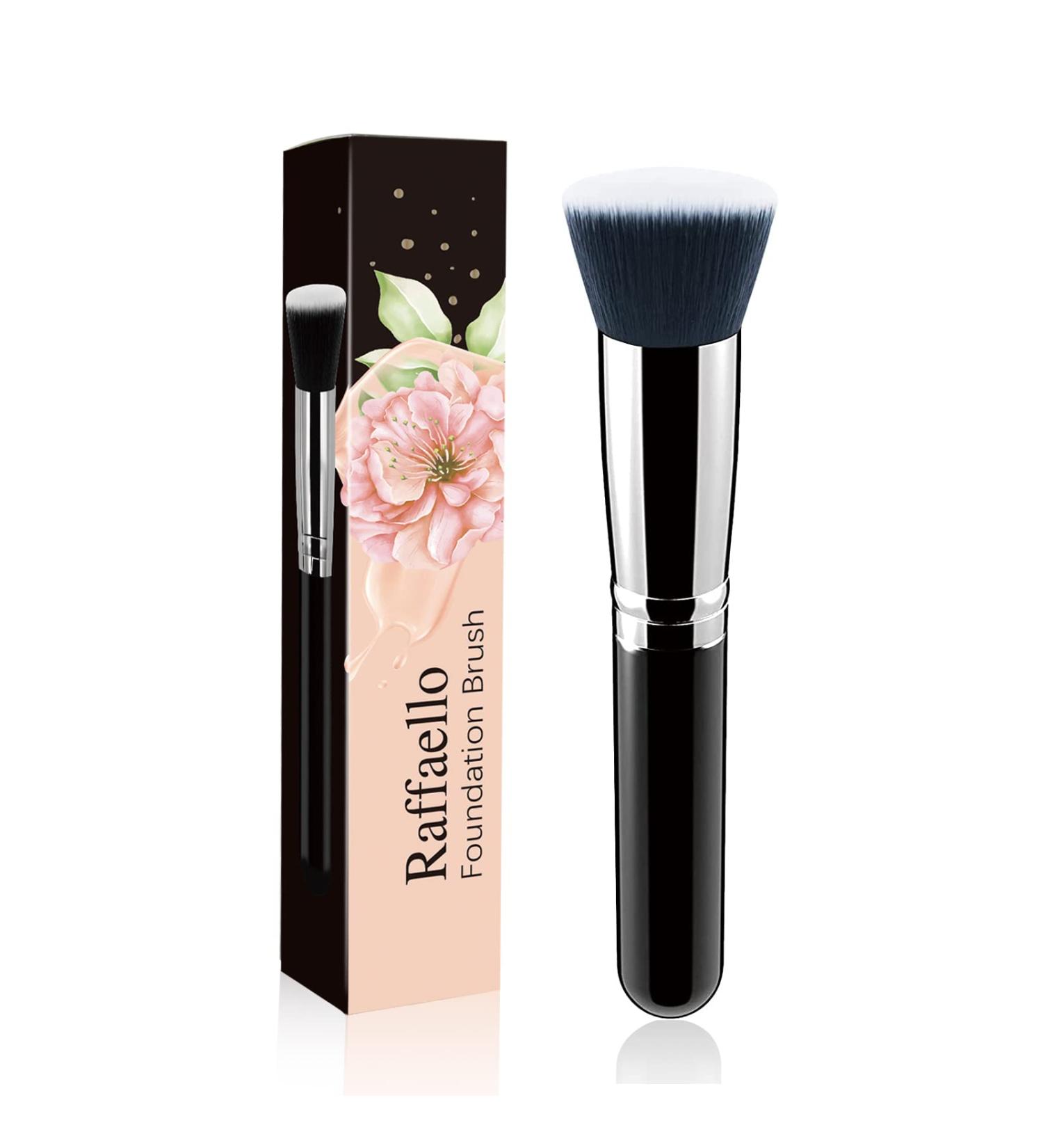 Raffaello Flat Top Kabuki Foundation Brush - Premium Makeup Tool for Liquid, Cream, and Powder - Buffing, Blending, Flawless Face Application - Black - Buy Online on GoSupps.com