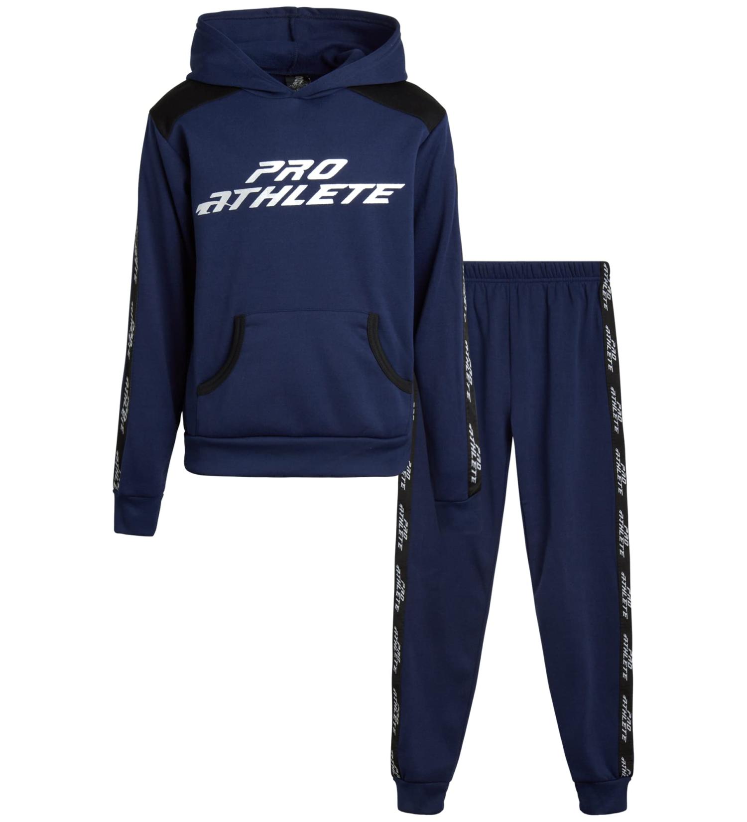 Pro Athlete Boys Sweatsuit Set - Navy 2-Piece Fleece Hoodie & Jogger (Size 14-16) - Buy Online on GoSupps.com