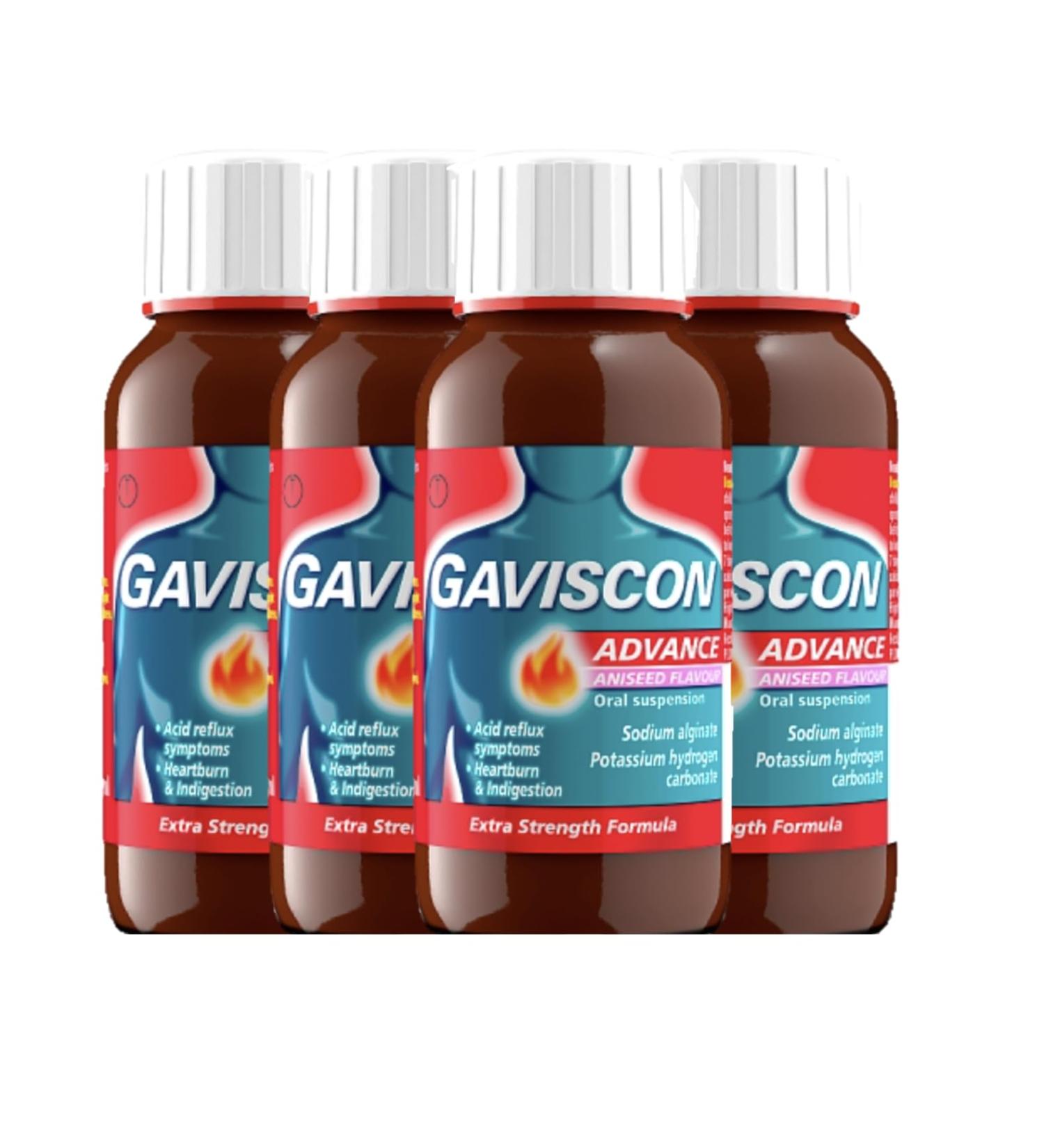 Gaviscon Advance Heartburn & Indigestion Aniseed Flavour 150ml Pack of 4 - Buy Online on GoSupps.com