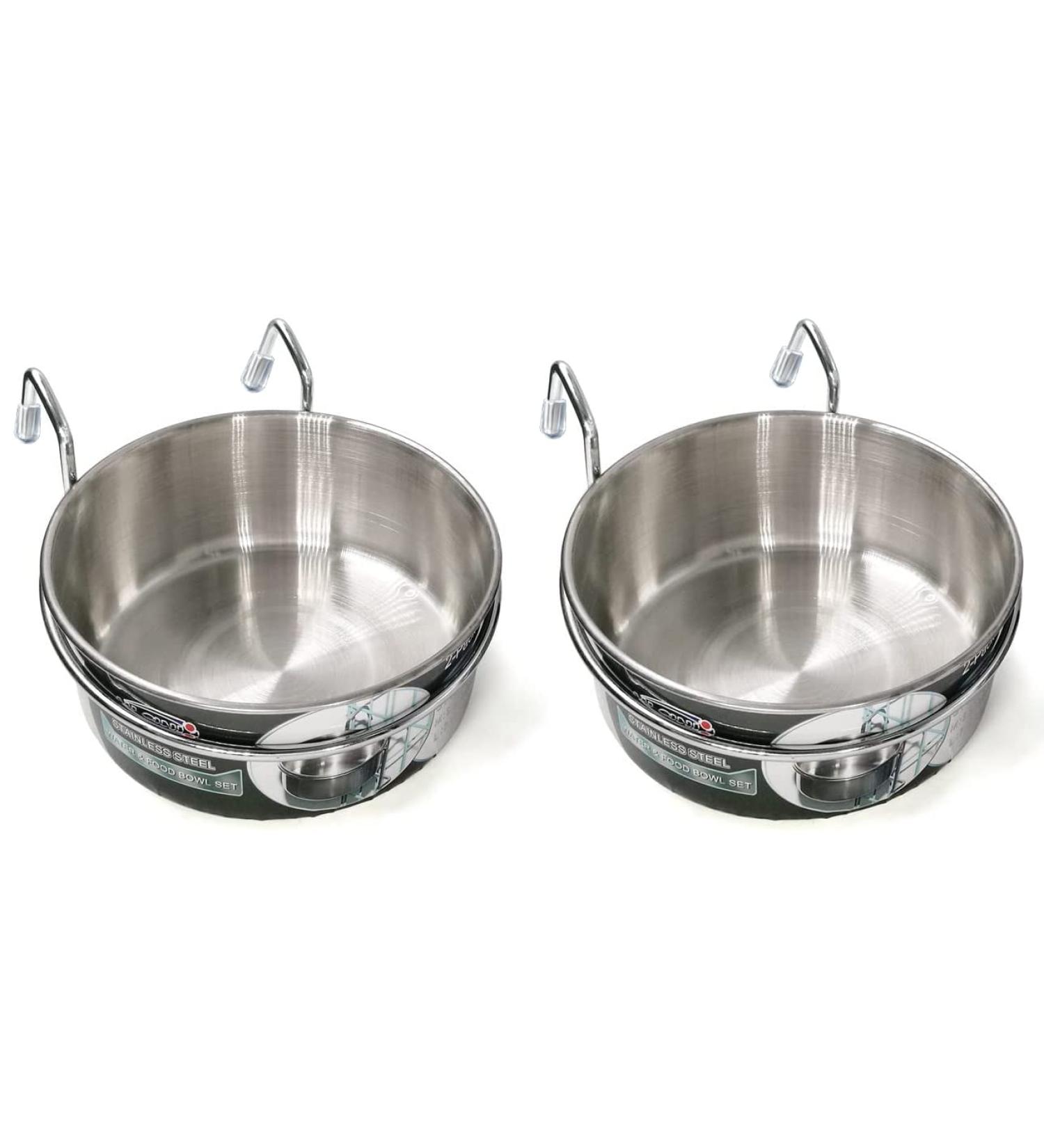 MLCINI Hanging Pet Bowl 2 Pack - Stainless Steel Non-Spill Water & Food Bowls for Dogs & Cats in Crate - Small Size 18 Ounce - Buy Online on GoSupps.com